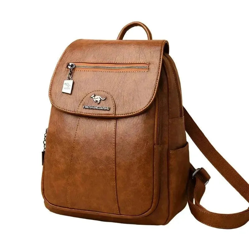 Vintage Soft Leather Women's Backpack - Stylish & Durable Purse for College, Travel & Everyday Use