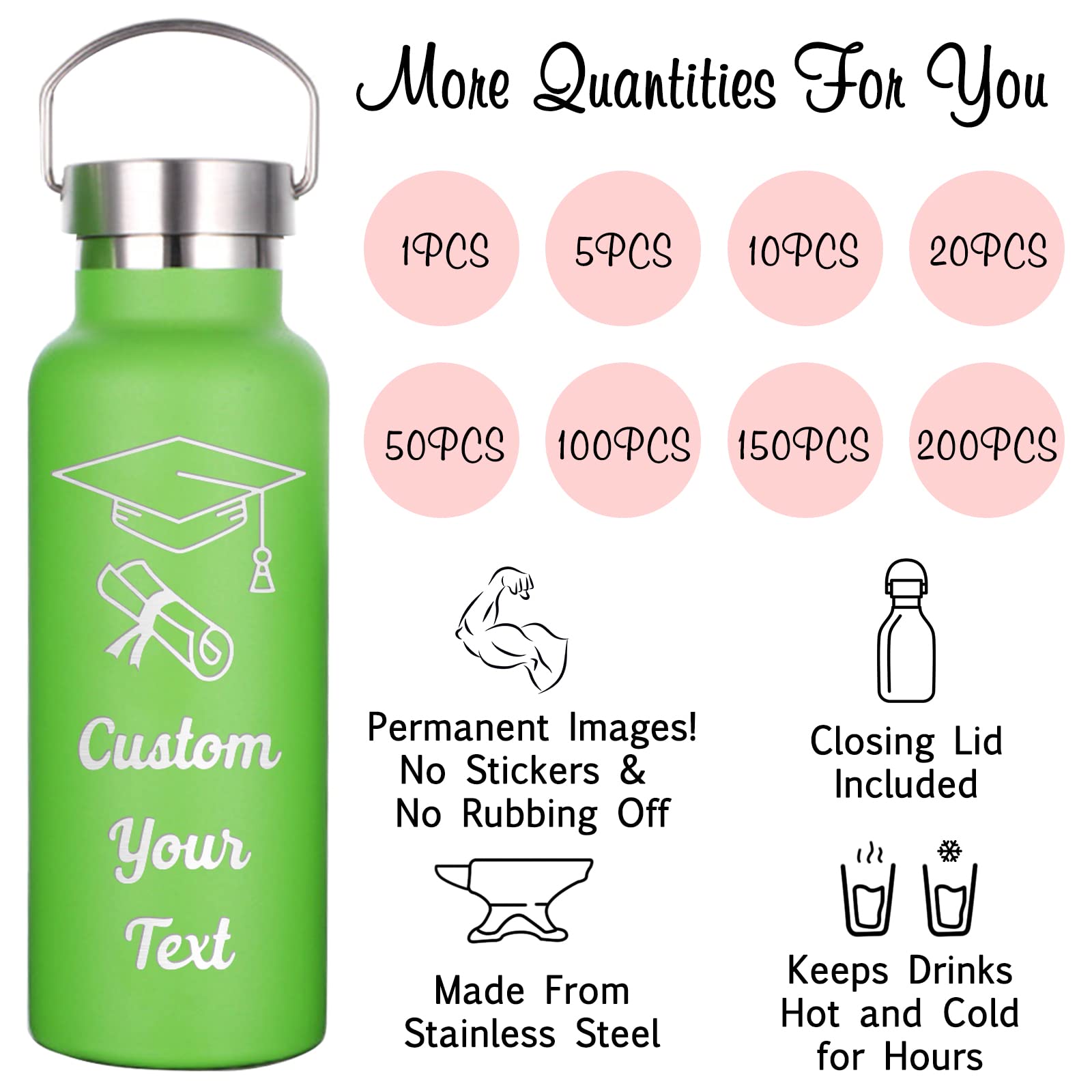 Custom Personalized Water Bottles with Engraved Names - 26oz/12oz Insulated Stainless Steel Bottle with Straw for Kids, Women & Men | Great for School, Gym, Office & Outdoor Activities