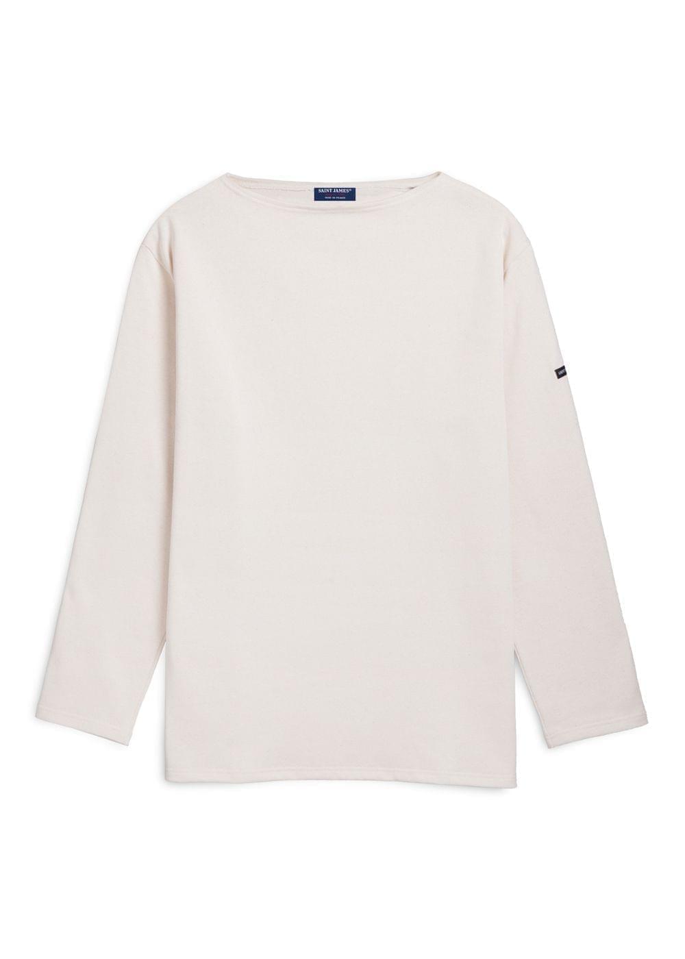 GUILDO Unisex Boat Neck Breton Shirt - Heavyweight Cotton T-Shirt for Men & Women | Classic Striped Long Sleeve Top | Casual Wear, Office Outfit & Weekend Style (ECRU)