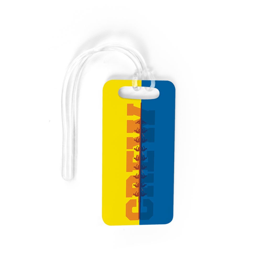 Custom Yellow Small Crew Luggage Tag with Water Reflection Design - Personalized Info on Back - Perfect for Travel, Suitcases & Backpacks