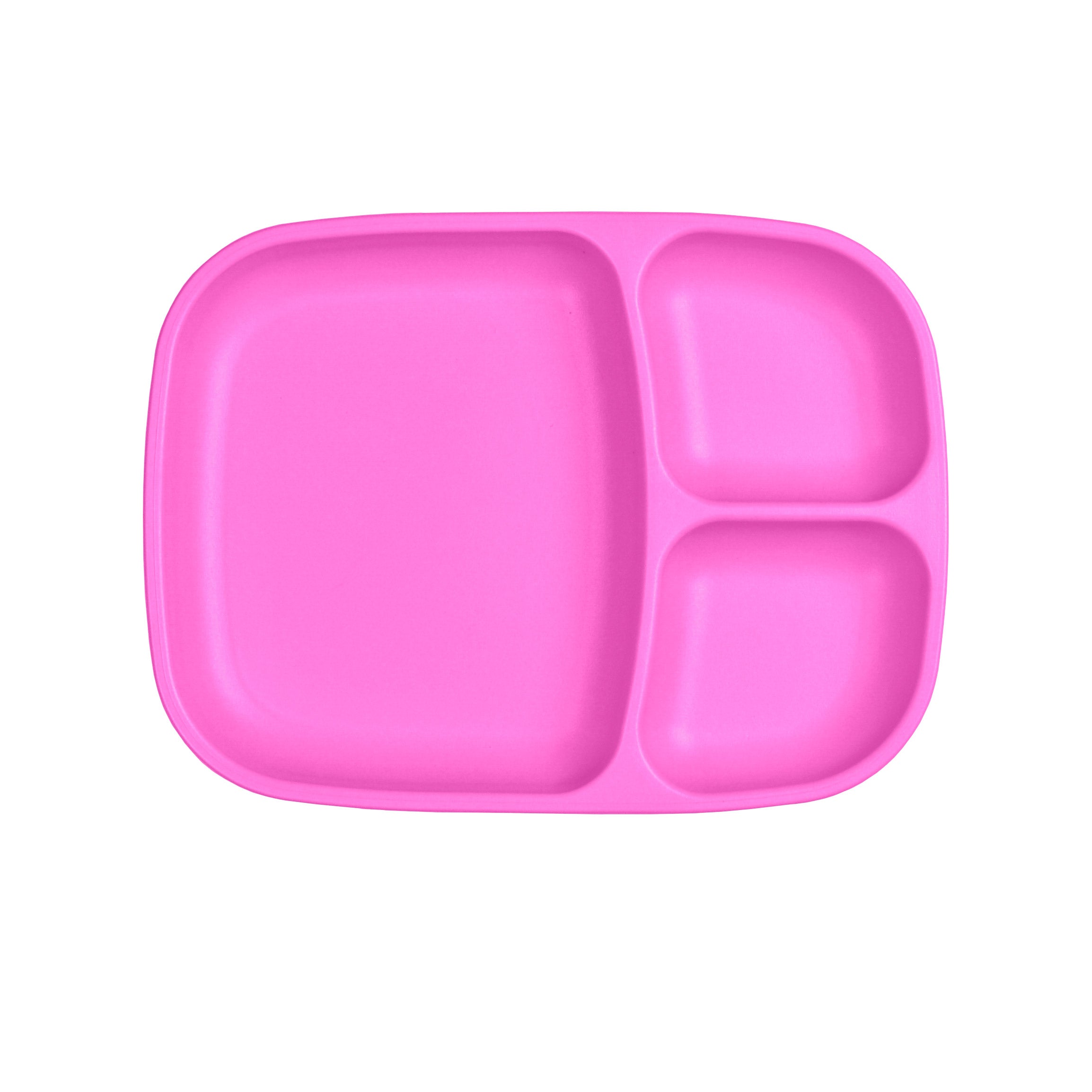 Reusable Divided Plate for Kids - Large BPA-Free Plastic Tray with Sections for Meals, Snacks & Fruits - Vivid Pink - Perfect for Toddlers, Daycare & Picnics