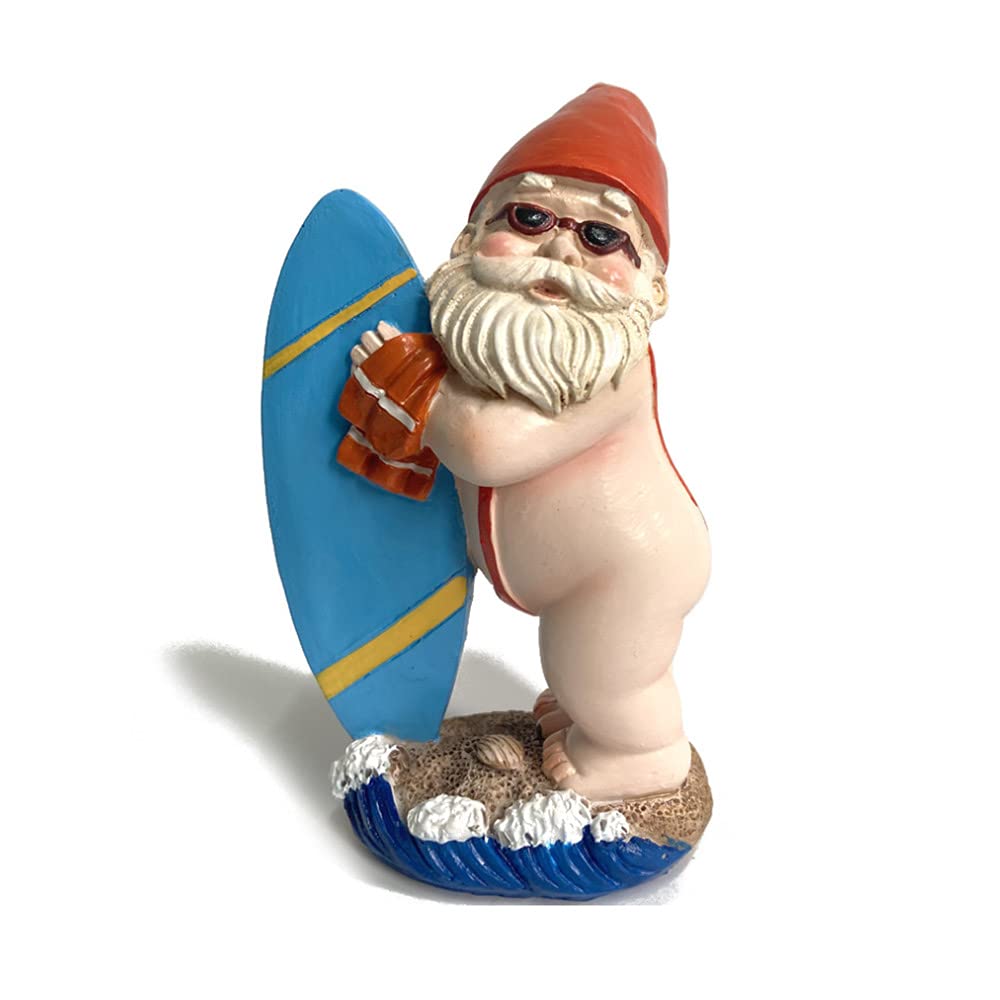 Fun Surf Gnome Resin Sculpture - Colorful Garden Decor for Lawn, Patio, Indoor & Outdoor - Perfect for Beach Theme Parties, Tropical Backyard Decor & Unique Gift Ideas
