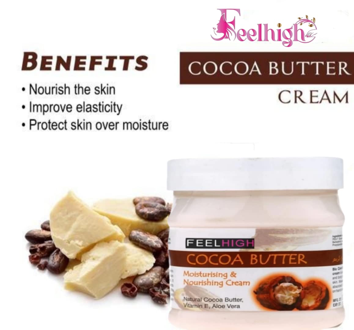 Feelhigh Face & Body Fruit Cream 500g + Cocoa Butter Cream 500g - Natural Skincare Set for Men & Women - Hydrating Moisturizer for Dry Skin, Face & Body Care - Perfect for Daily Use & Night Routine