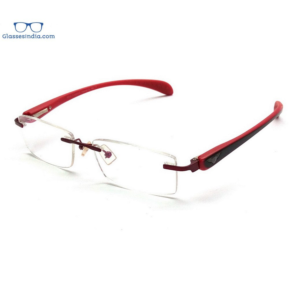 Blue Light Blocking Computer Glasses - Red Rimless PF2257RD for Eye Strain Relief | Gaming, Office Work & Screen Time Protection