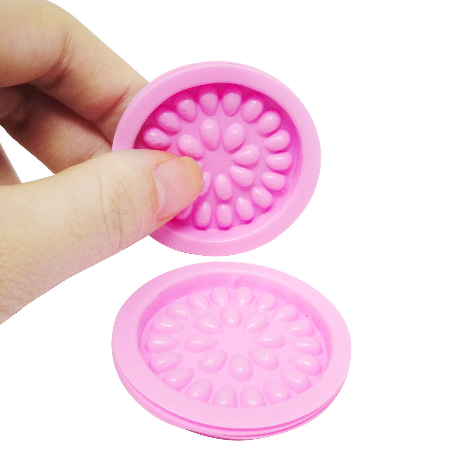 Honbay 100PCS Disposable Plastic Eyelash Glue Trays - False Eyelash Extension Adhesive Pallet Pads for Lash Artists, Nail Art & Tattoo Ink (Pink) - Perfect for Salon, Spa & Professional Makeup Applications