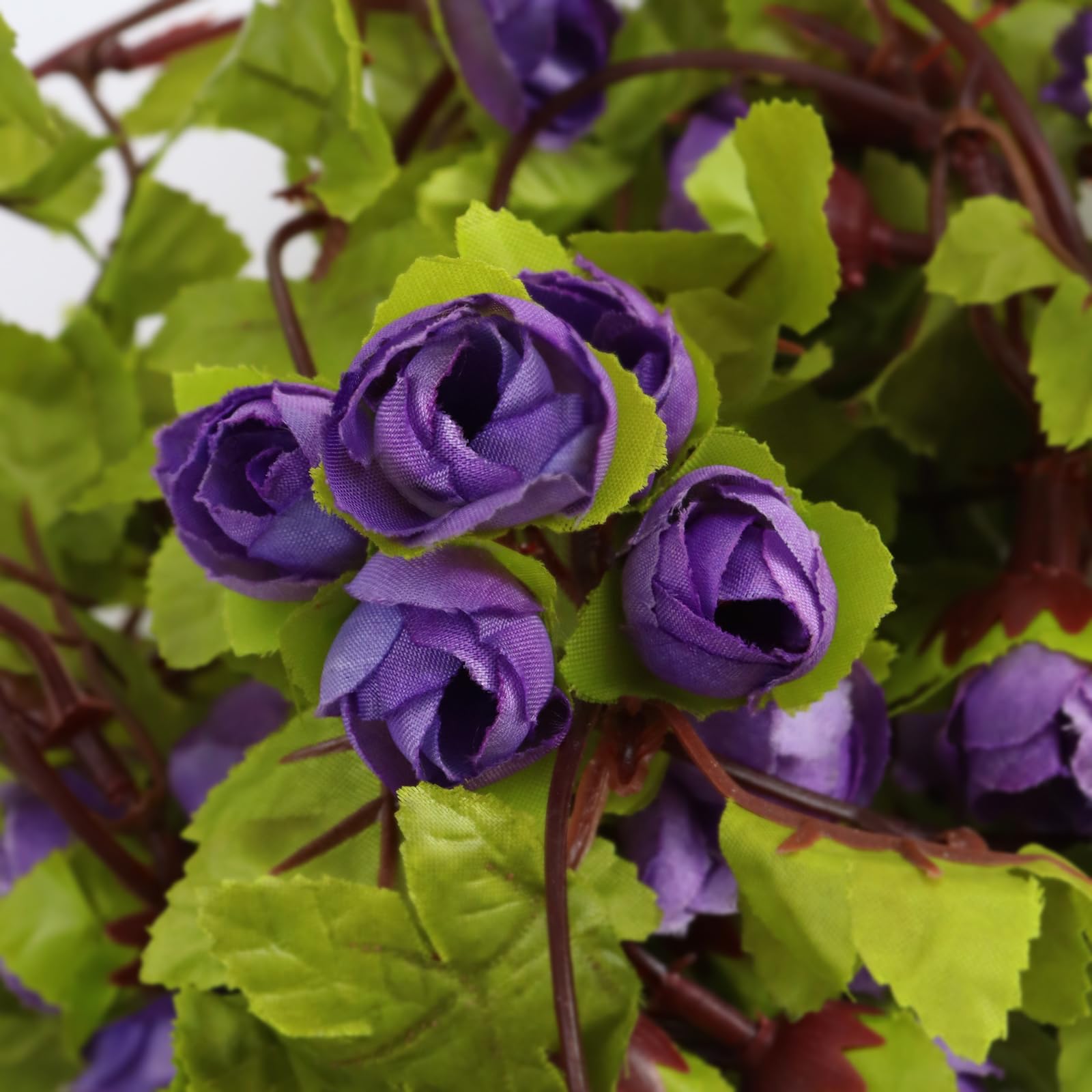 AirSun Artificial Rose Garland - 2PCS 14.5FT Fake Purple Rose Bud Vine Hanging Flowers for Wedding Arch, Garden Party, Home & Office Decoration (Blue Snow) - Perfect for Indoor/Outdoor Events, Bridal Showers & Romantic Decor