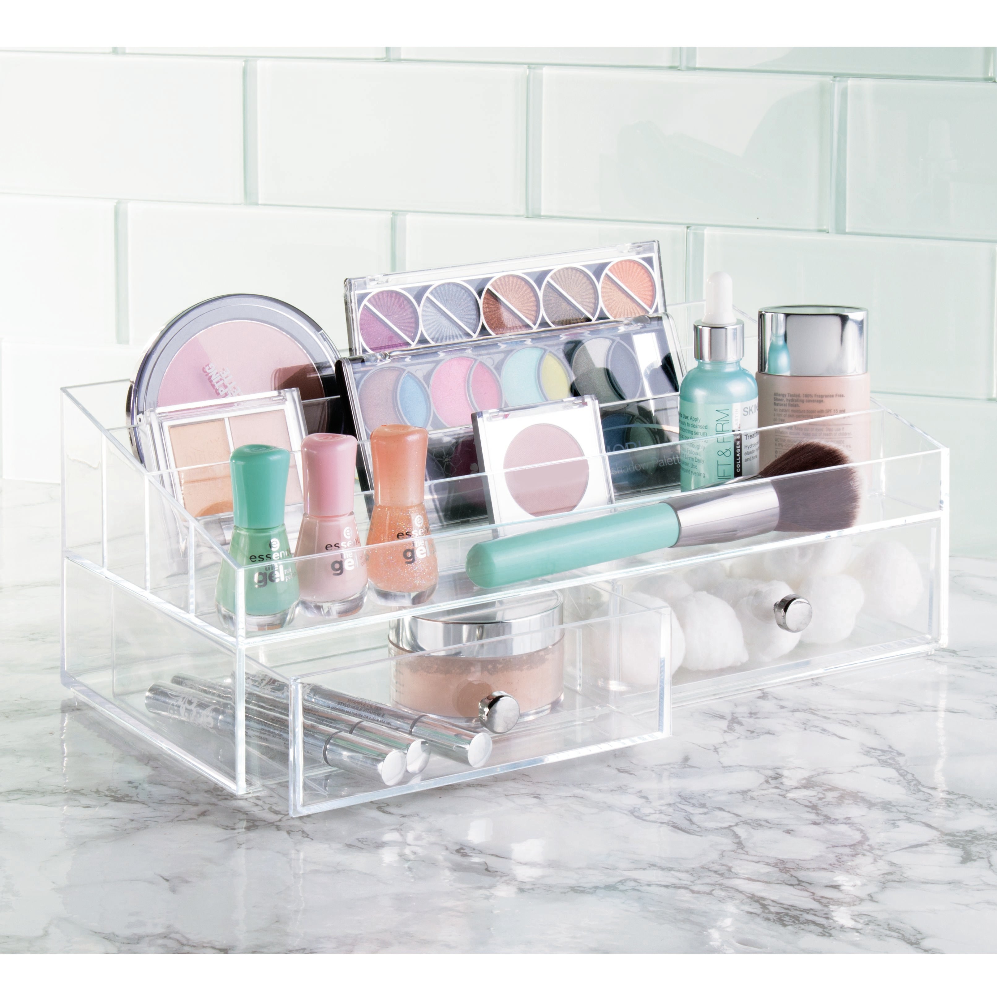 2-Drawer 4-Compartment Cosmetic Organizer - Perfect for Makeup Storage & Vanity Organization | Bathroom, Bedroom & Travel Use