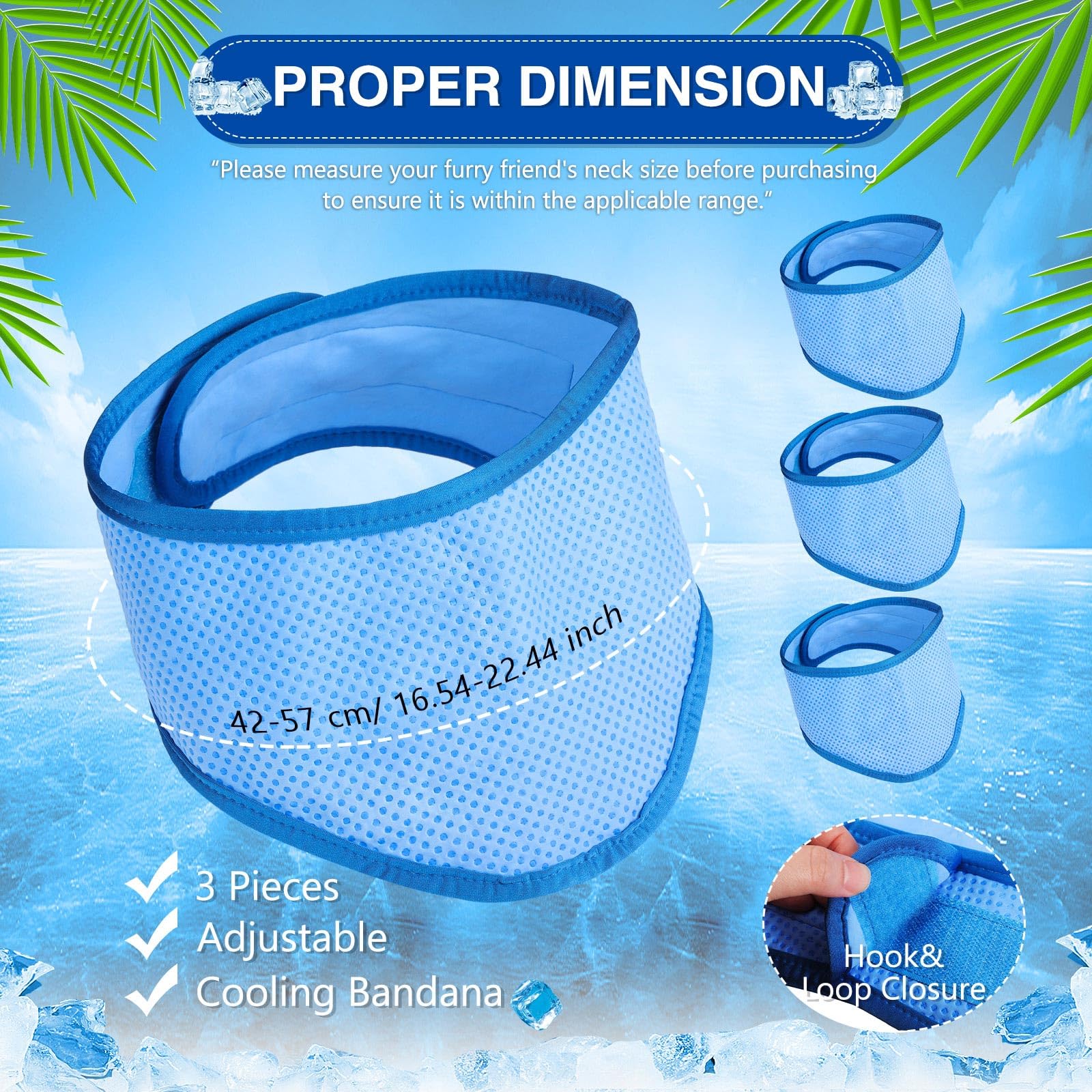 3 Pack Dog Cooling Bandana - Breathable Ice Pet Bandana for Hot Weather, Heat Dissipation Dog Neck Cooler for Summer, Calming Triangle Scarf for Dogs & Cats (Blue) - Perfect for Outdoor Walks, Beach Trips and Summer Adventures