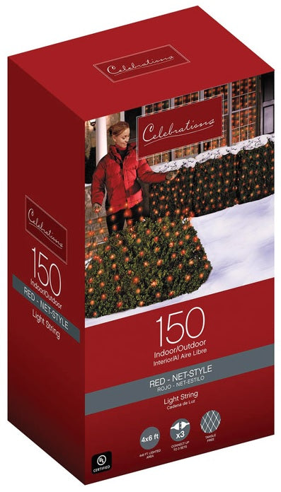 4' x 6' Red LED Net Christmas Lights for Outdoor Shrubs - Weatherproof Holiday Decoration for Bushes, Trees, and Garden Landscaping