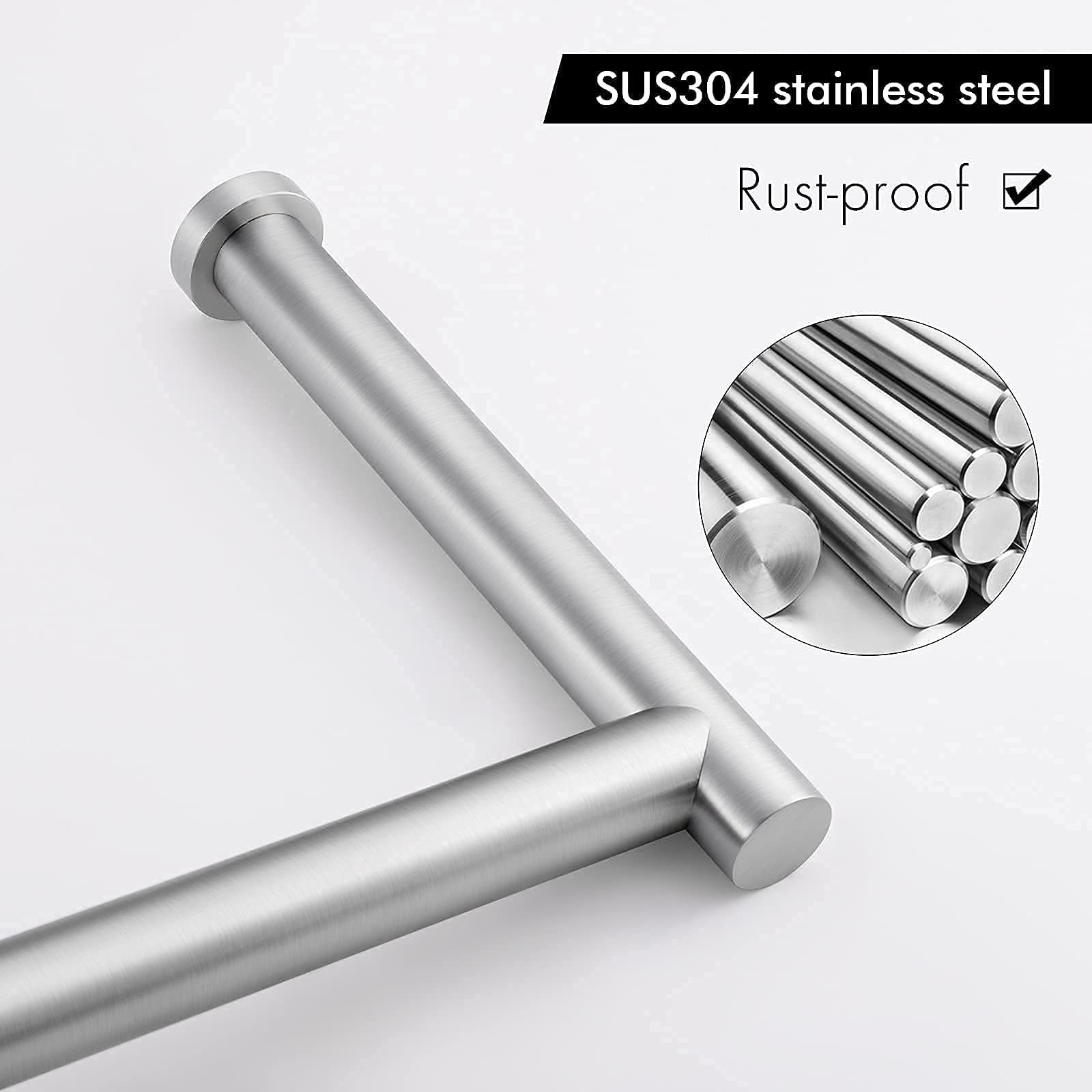 KES Natural Marble Toilet Paper Holder & Kitchen Paper Towel Stand Set - Brushed Nickel Finish (BPH284S1-2 + KPH100-2) | Bathroom & Kitchen Organization | Perfect for Modern Homes and Luxury Spaces