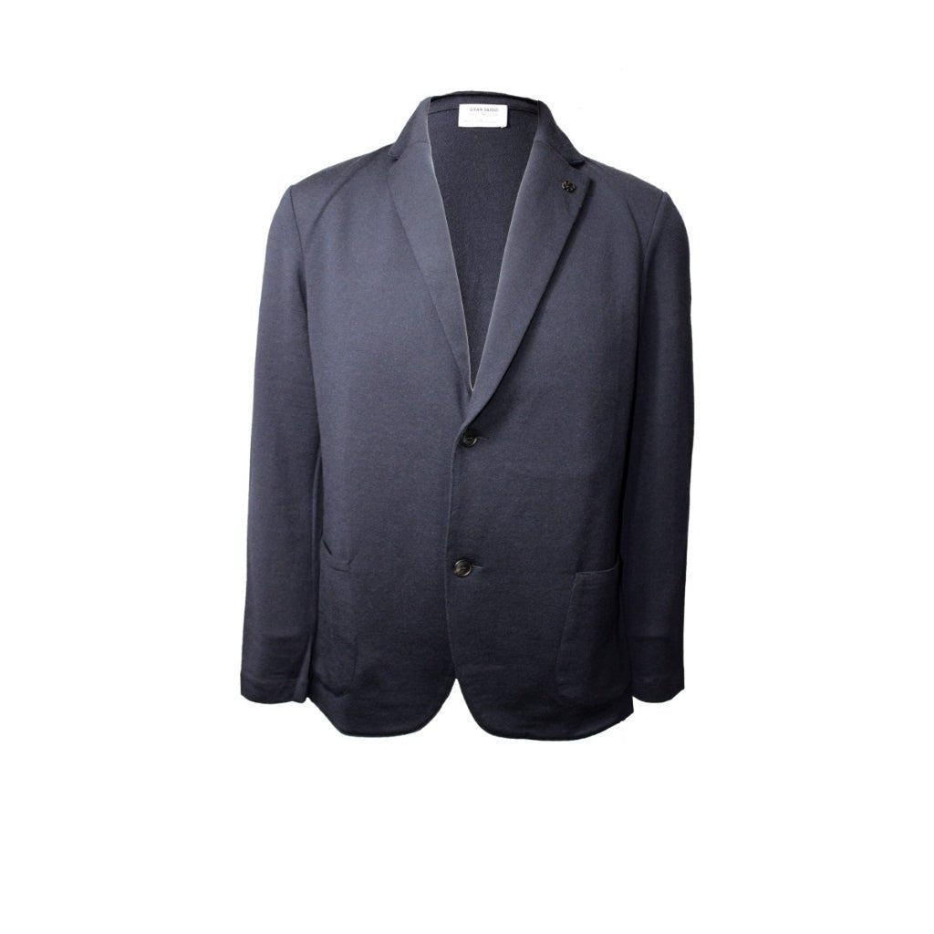 GRAN SASSO Men's Travel Wool Knit Jacket - Navy Blue Lightweight Warm Coat for Business Casual & Outdoor Adventures