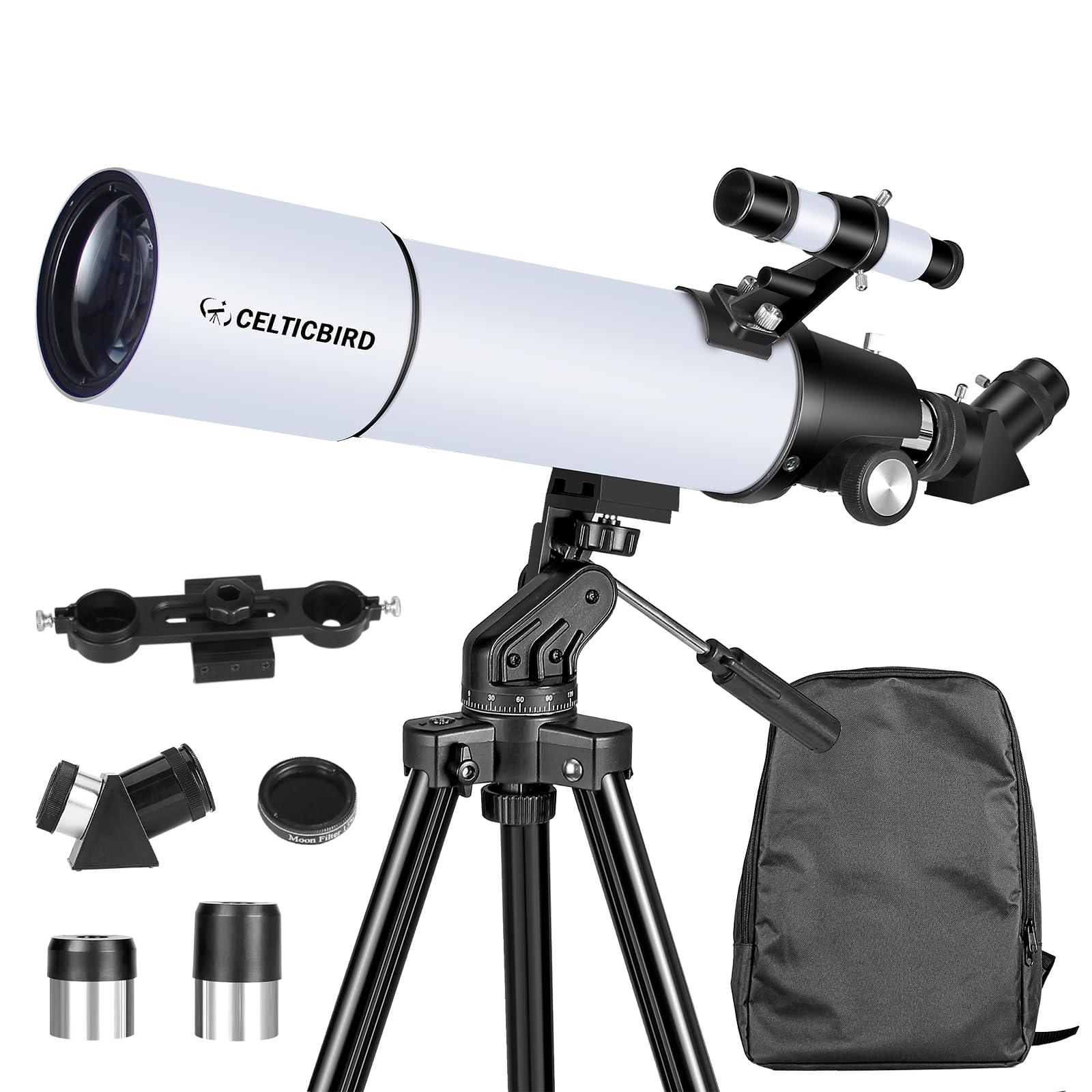 Professional 80mm Aperture 600mm High Power Telescope for Astronomy & Travel - AZ Mount, Backpack, Phone Adapter & Moon Filter Included - Perfect for Beginners & Adults Stargazing, Camping & Outdoor Exploration