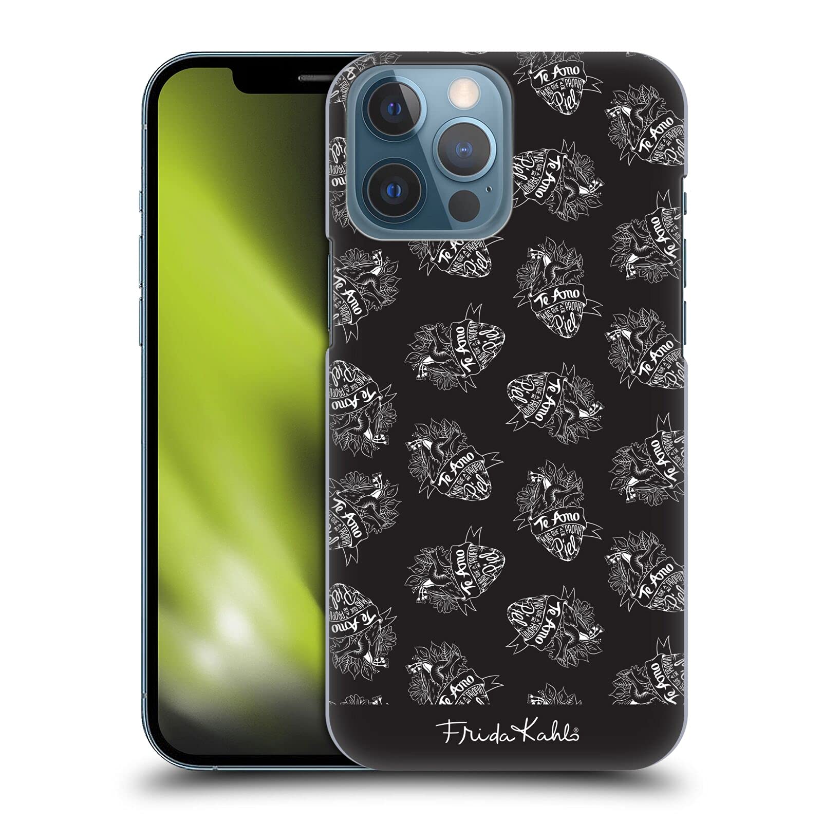 Officially Licensed Frida Kahlo Black Heart Typography Hard Back Case for iPhone 13 Pro Max - Durable Protective Phone Cover for Everyday Use, Travel & Work
