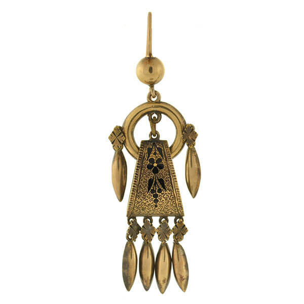 Victorian Style 14kt Gold Fringe Earrings with Intricate Tracery Design - Elegant Vintage Jewelry for Parties, Weddings & Special Occasions