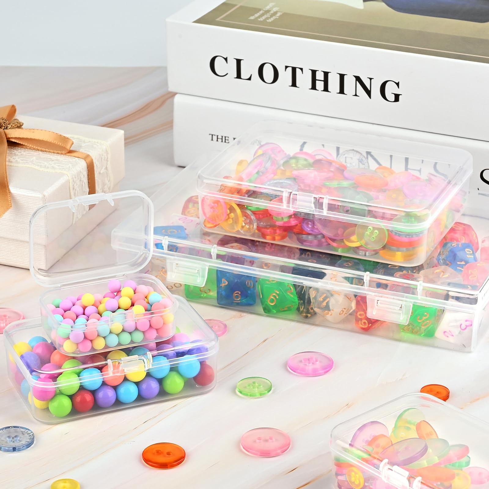 24-Pack Small Plastic Storage Containers with Hinged Lids - Mini Rectangular Organizer Boxes for Jewelry Beads, Crafts & Office Supplies | Portable & Stackable for Home, Workshop & Travel Organization