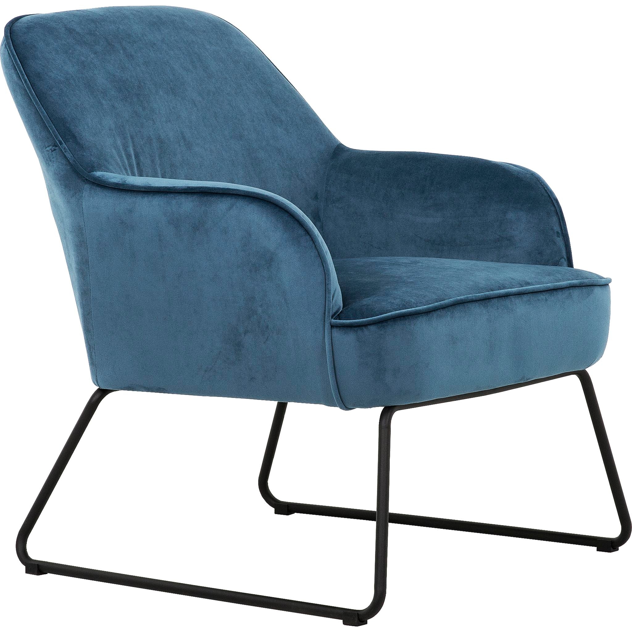 Alea Accent Chair - Navy Blue Velvet Upholstered Lounge Chair for Living Room, Bedroom & Office - Modern Comfortable Reading Chair with Sturdy Metal Legs