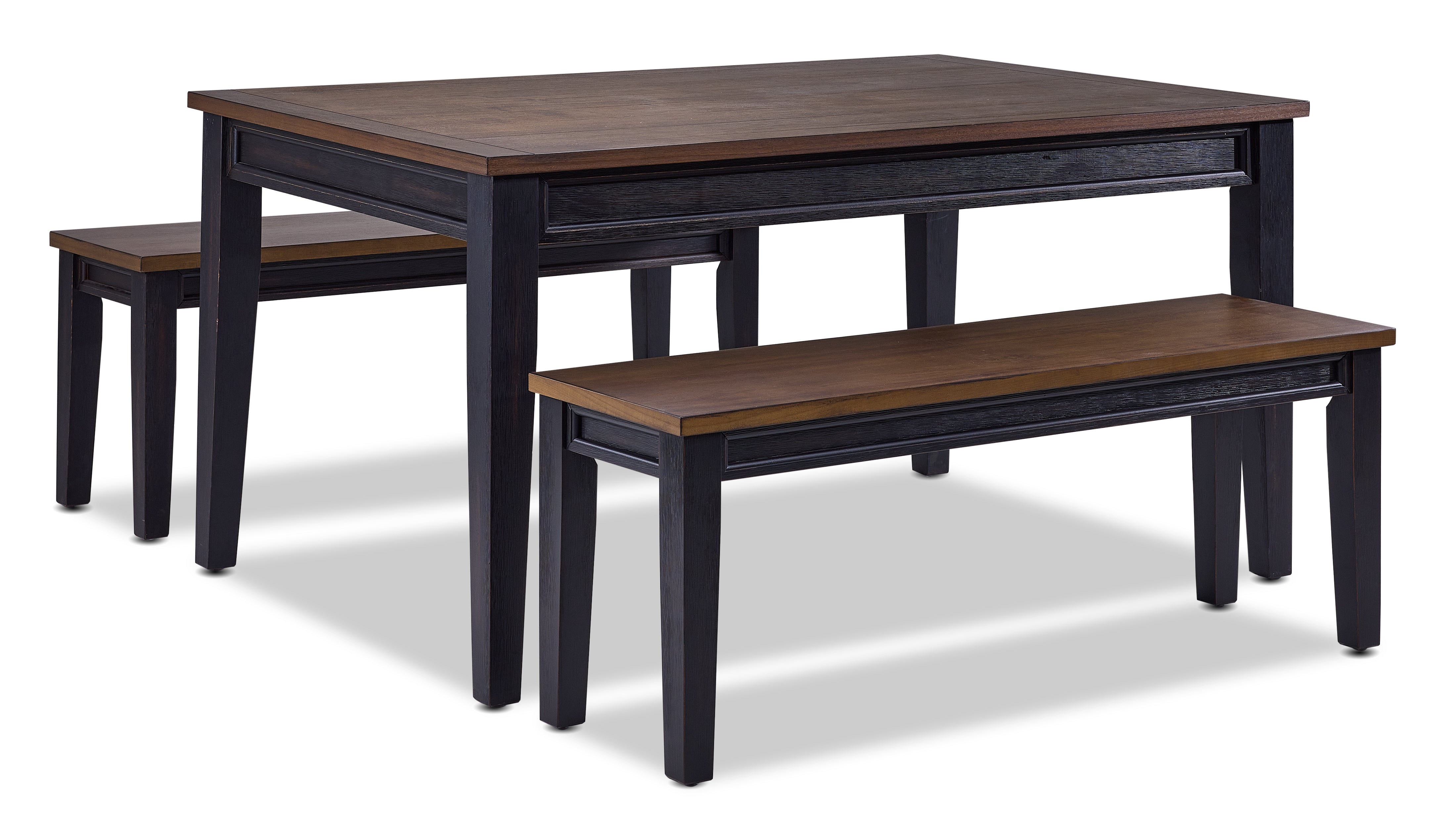Caylie Noir 3-Piece Dining Set with Benches in Ebony & Driftwood - Perfect for Patio, Garden, and Outdoor Dining Areas