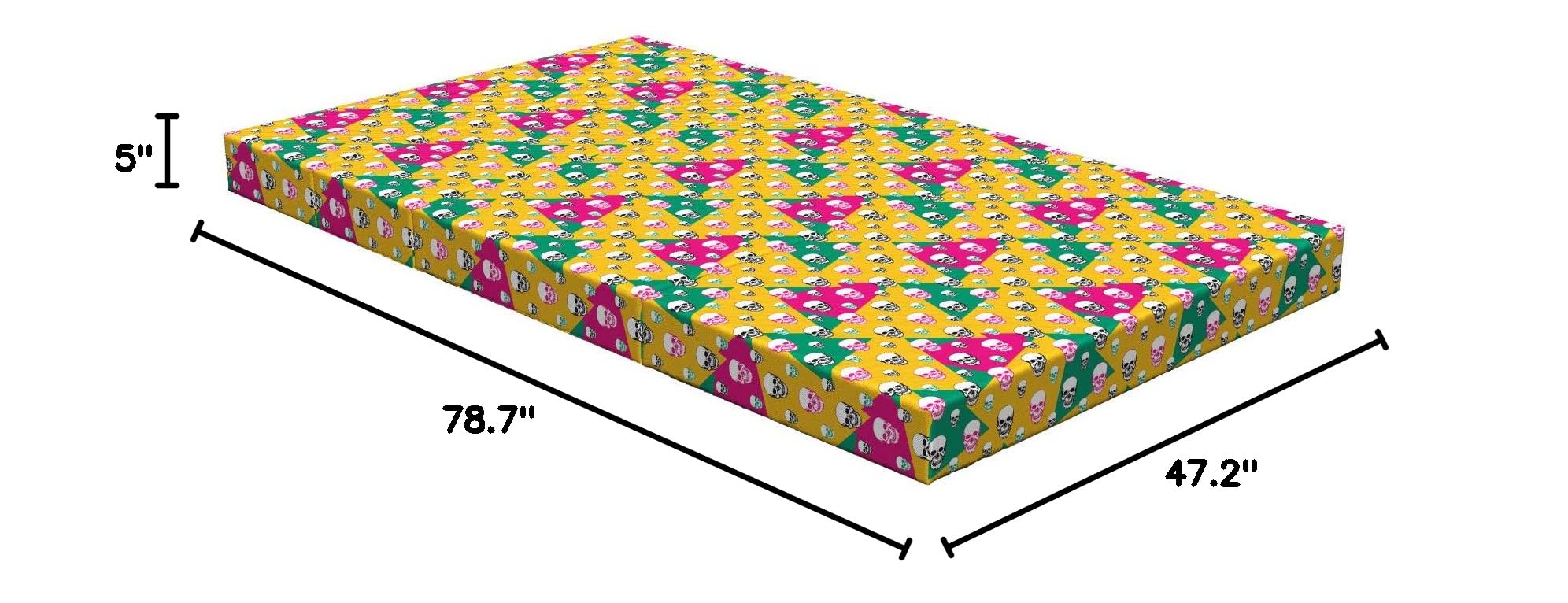 Ambesonne Geometric Foldable Mattress - Triangle Head Bones Design, 78.7