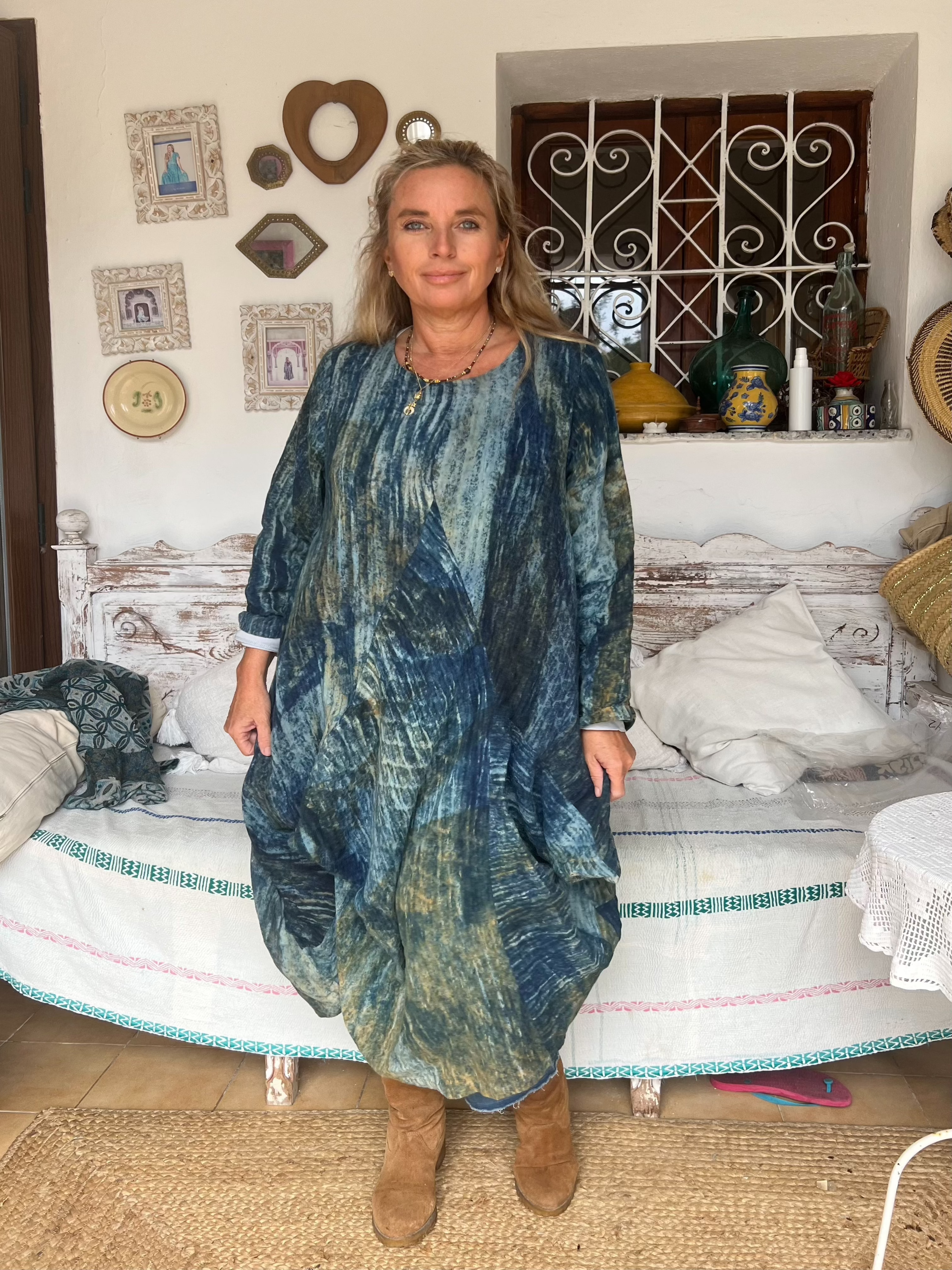 Chiang Mai Tie-Dye Dress - Boho Ethnic Block Print Maxi Dress for Women | Perfect for Festivals, Beach Vacations & Summer Outfits