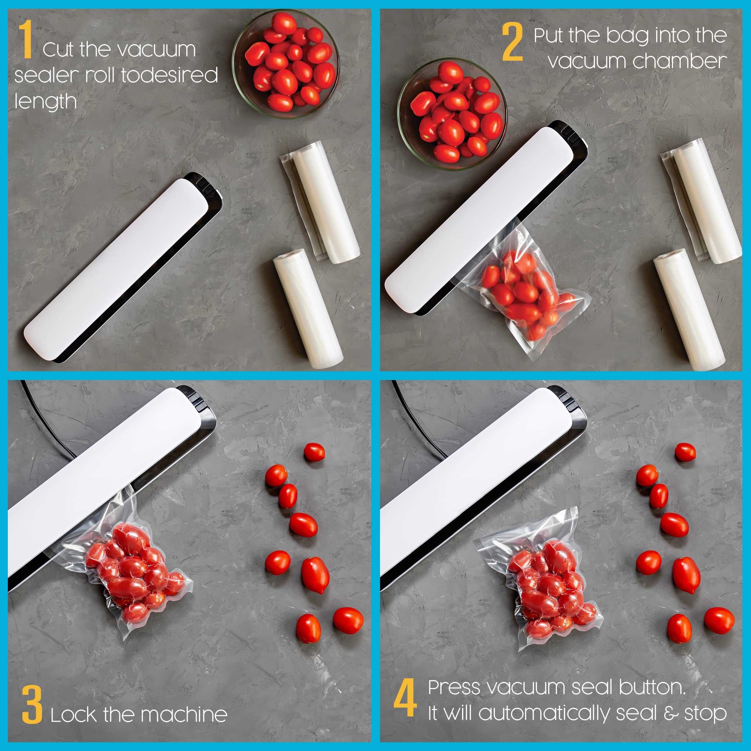 Premium Vacuum Sealer Bags & Rolls - 8x50 Inch Heavy Duty, BPA Free - Compatible with FoodSaver & Sous Vide Machines - Ideal for Food Storage, Freezer Meals & Air-Tight Sealing - 2 Pack for Cooking & Meal Prep