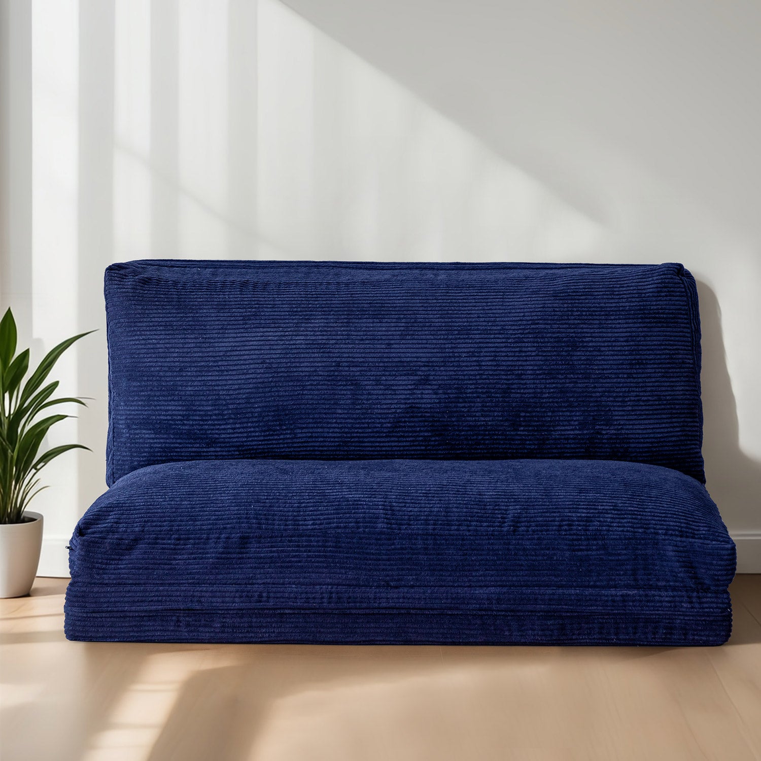 MAXYOYO Foldable Bean Bag Sofa Bed with Washable Corduroy Cover - Navy Blue | Comfortable Lounge Chair for Living Room, Bedroom & Dorm | Perfect for Relaxing, Reading & Napping