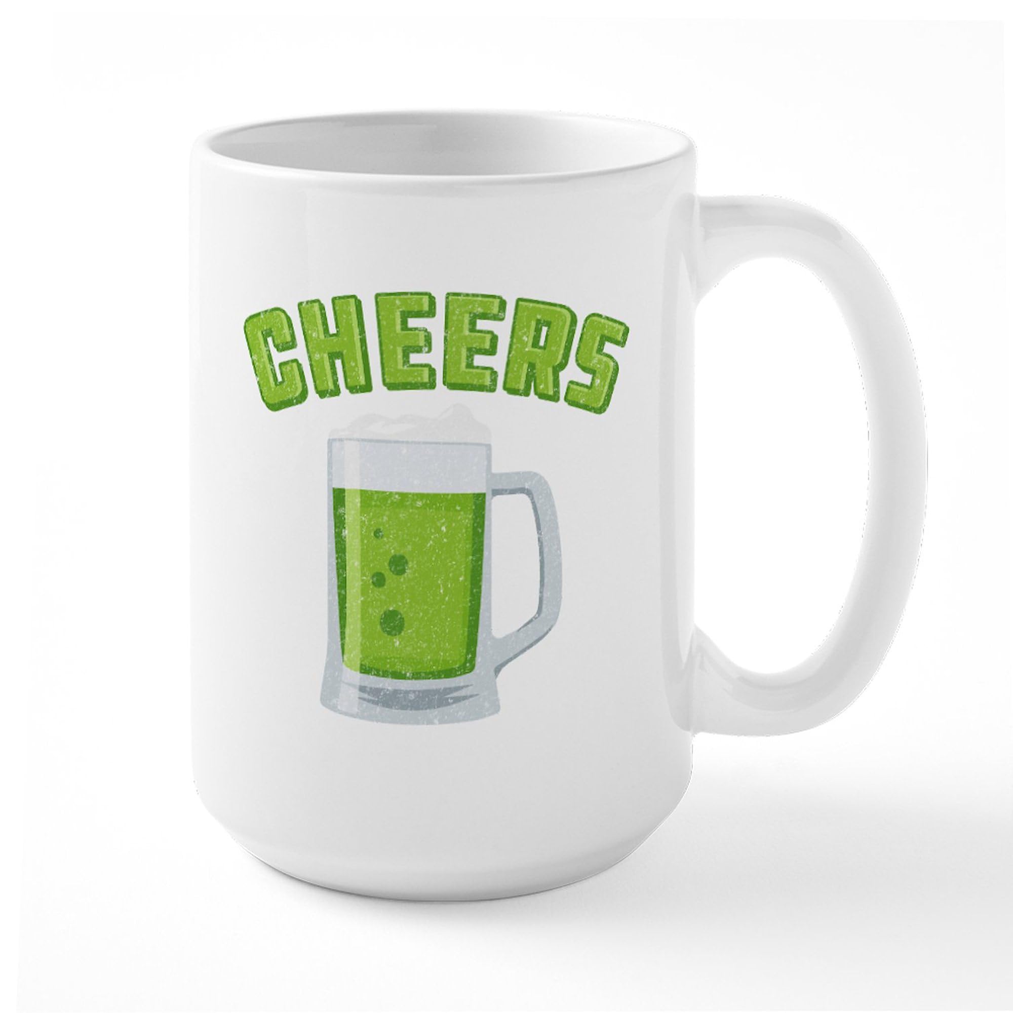 Cheers Green Beer 15 oz (444 ml) Ceramic Coffee Mug - Perfect for St. Patrick's Day, Irish Pub Nights & Gift Giving