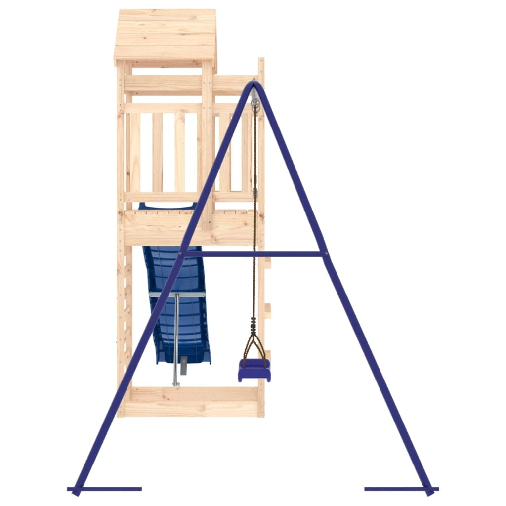 vidaXL Outdoor Playset for Kids - Solid Pine Wood Swing Set with Slide & Climbing Wall - Perfect for Backyard, Garden & Playground Fun