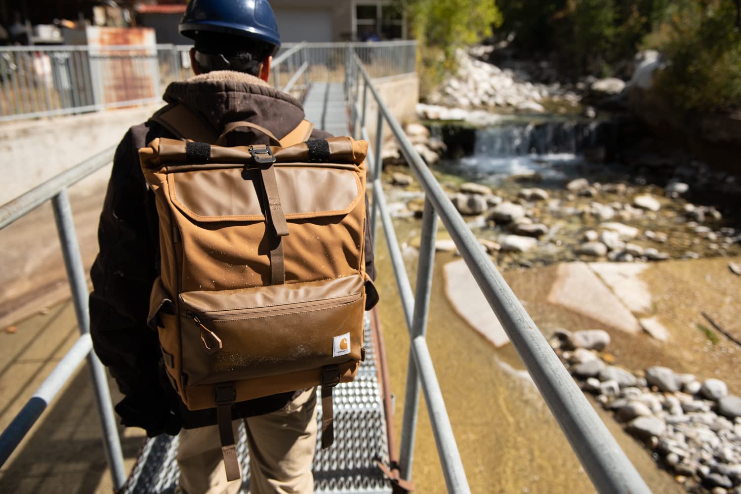 Carhartt 40L Nylon Roll Top Backpack - Heavy-Duty Water-Resistant Hiking & Travel Backpack with 17