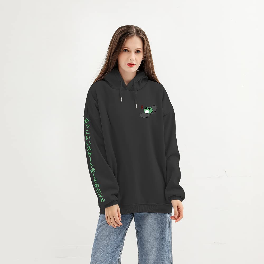 KEEVICI Women's Cute Frog Hoodie - Animal Print Pullover Sweatshirt for Teen Girls | Aesthetic Graphic Hooded Sweater | Casual Streetwear for School, Hangouts & Outdoor Activities