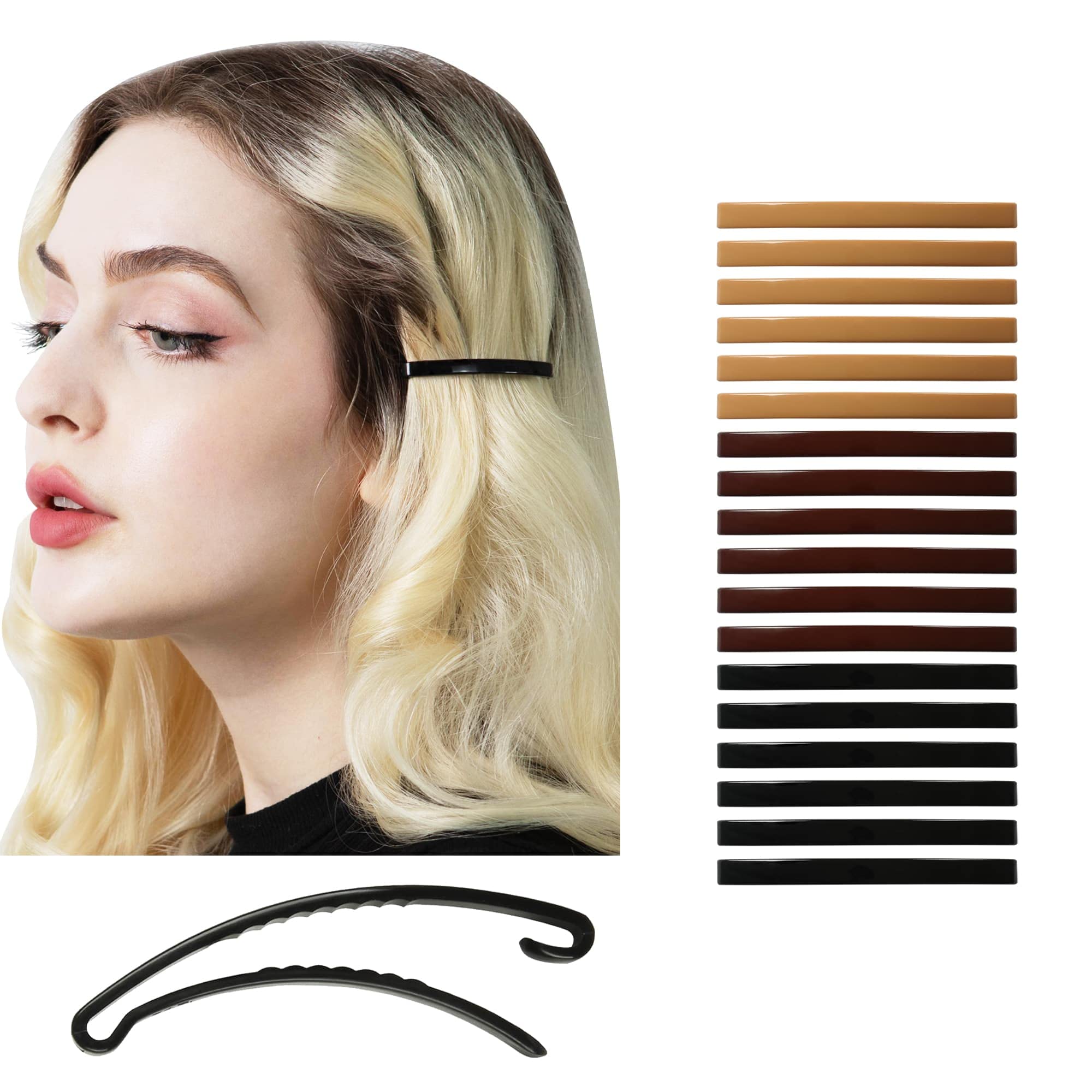 Small Plastic Dome Hair Barrettes Clips - 18 Pcs Decorative Hair Clamps for Half Updo & Ponytail - For Women & Girls with Thin to Medium Hair - Perfect for School, Work, Parties & Special Occasions