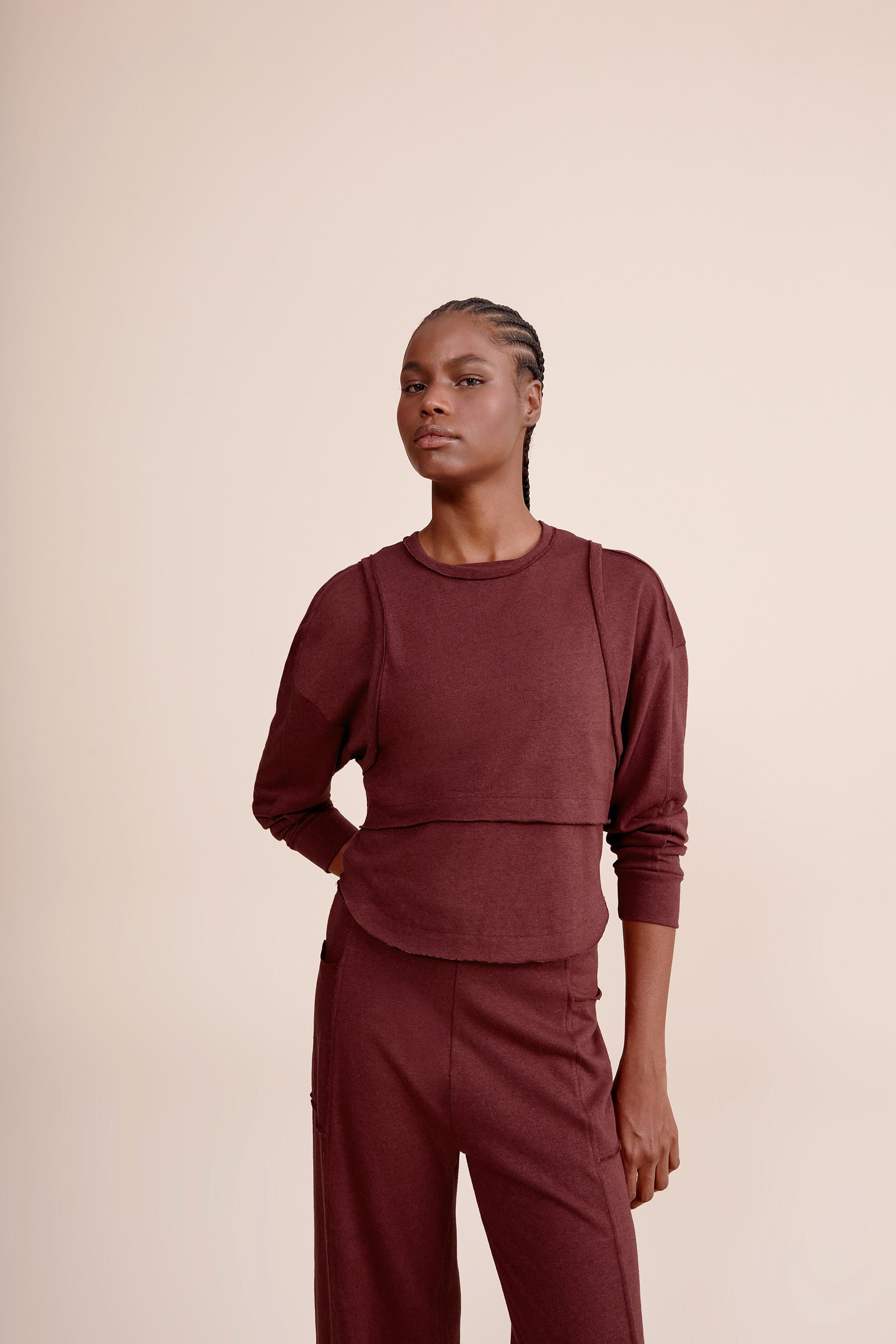 Cozy Slow Sweatshirt & Tank Top Set for Women - Soft Lounge Wear, Casual Outfit for Relaxing at Home, Yoga, or Coffee Dates