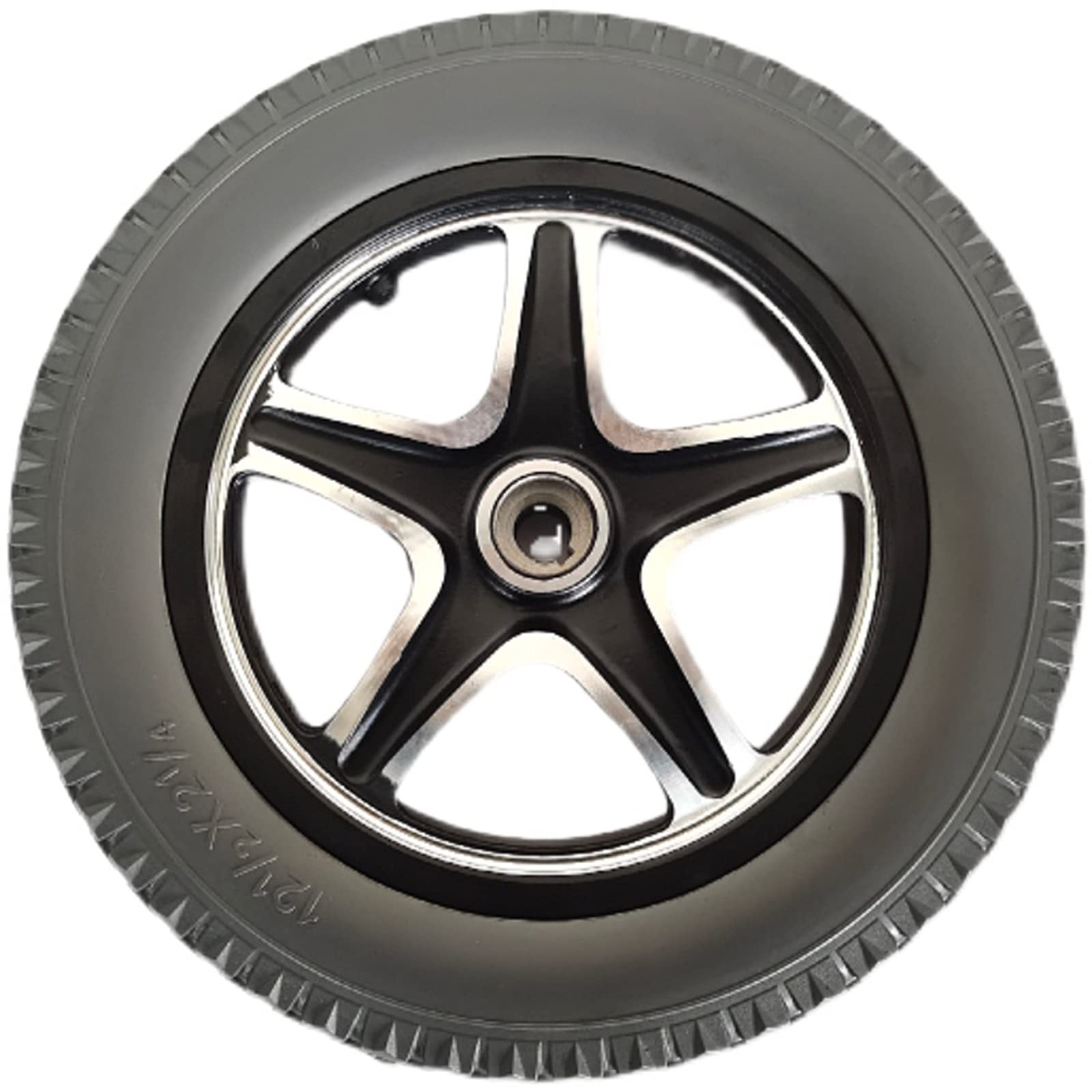 LHX 12-Inch Solid Rear Wheels for Electric Wheelchairs - No Inflation Needed, Motor-Driven Replacement Wheels (Set of 2) - Ideal for Indoor/Outdoor Mobility & Daily Commuting