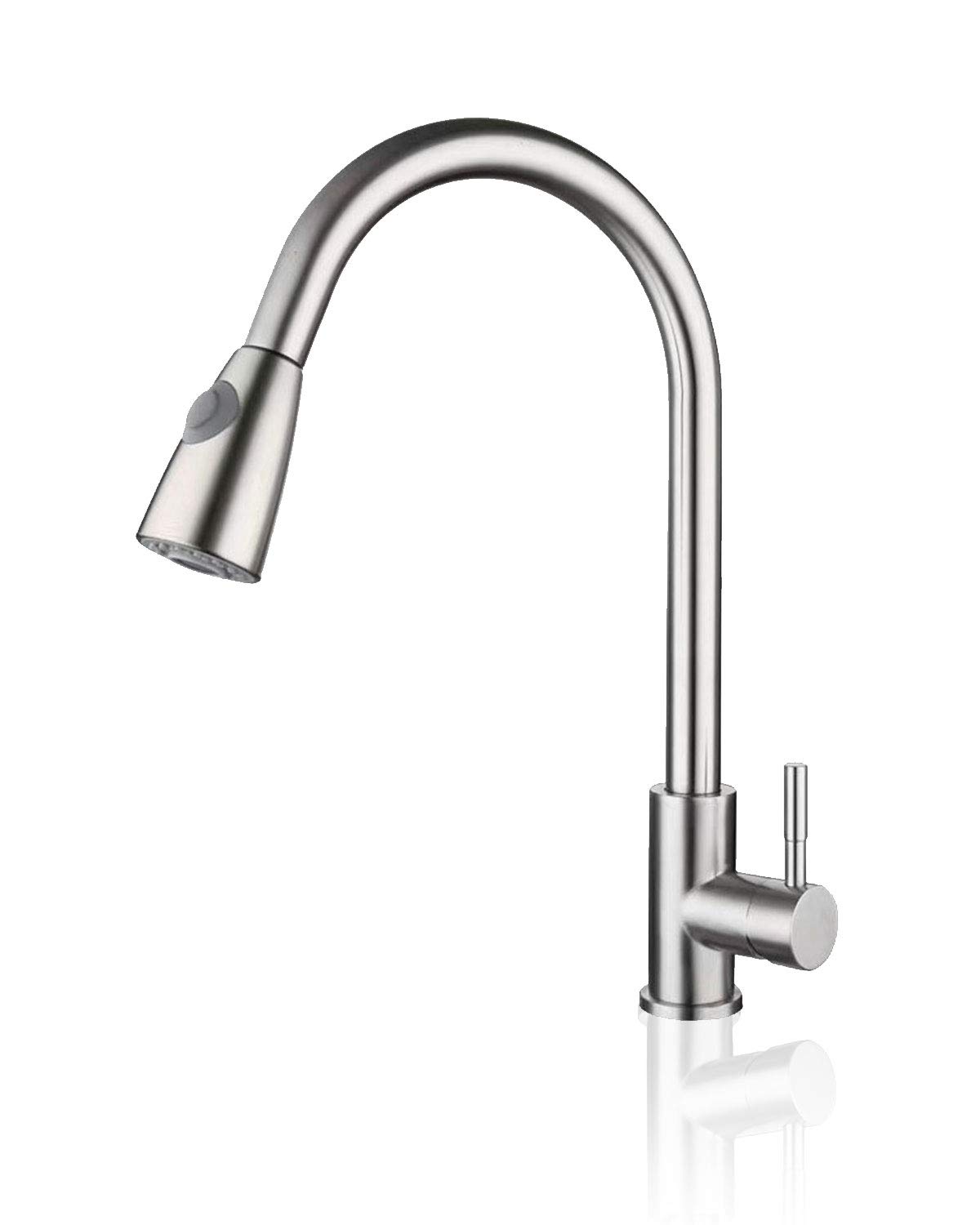 Stainless Steel Single Handle Pull Down Kitchen Faucet with Sprayer - 360 Degree Rotatable 2-in-1 Design, Easy to Install for Modern Kitchen Sinks (Silver) - Perfect for Cooking, Washing Dishes & Filling Large Pots