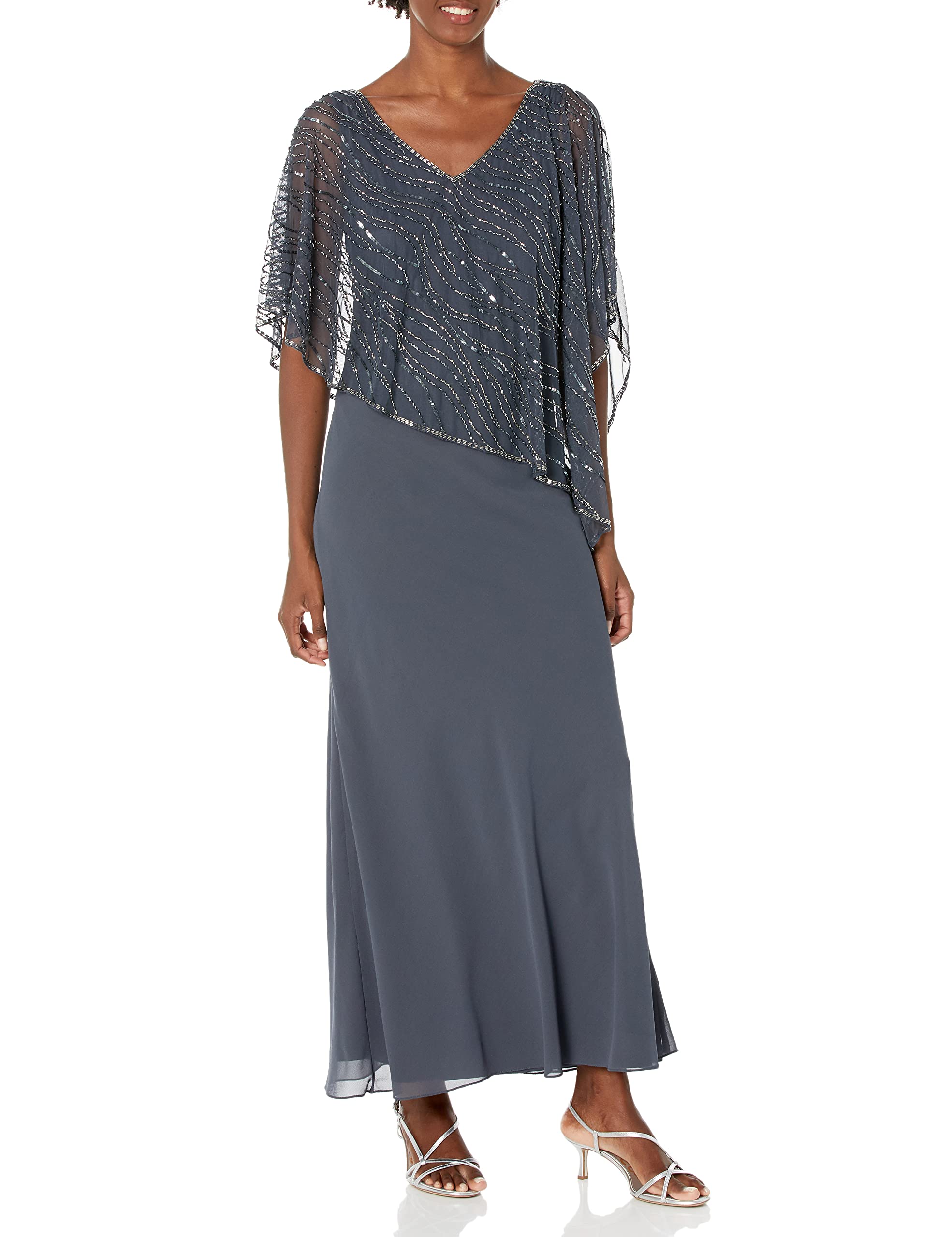 J Kara Women's Capelet Dress - Elegant Sleeveless Wrap Dress for Parties, Weddings & Special Occasions | Flattering A-Line Silhouette