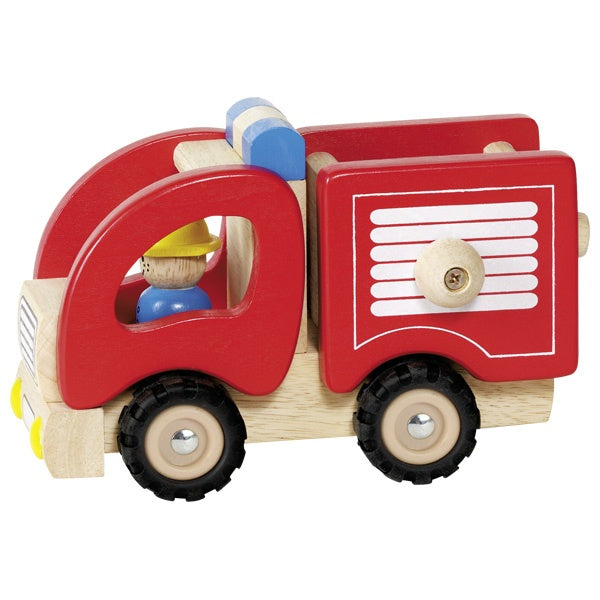 Goki Fire Brigade Toy Set - Wooden Fire Truck & Firefighter Playset for Kids - Pretend Play & Role Play for Preschoolers - Perfect for Birthday Gifts & Indoor Playtime