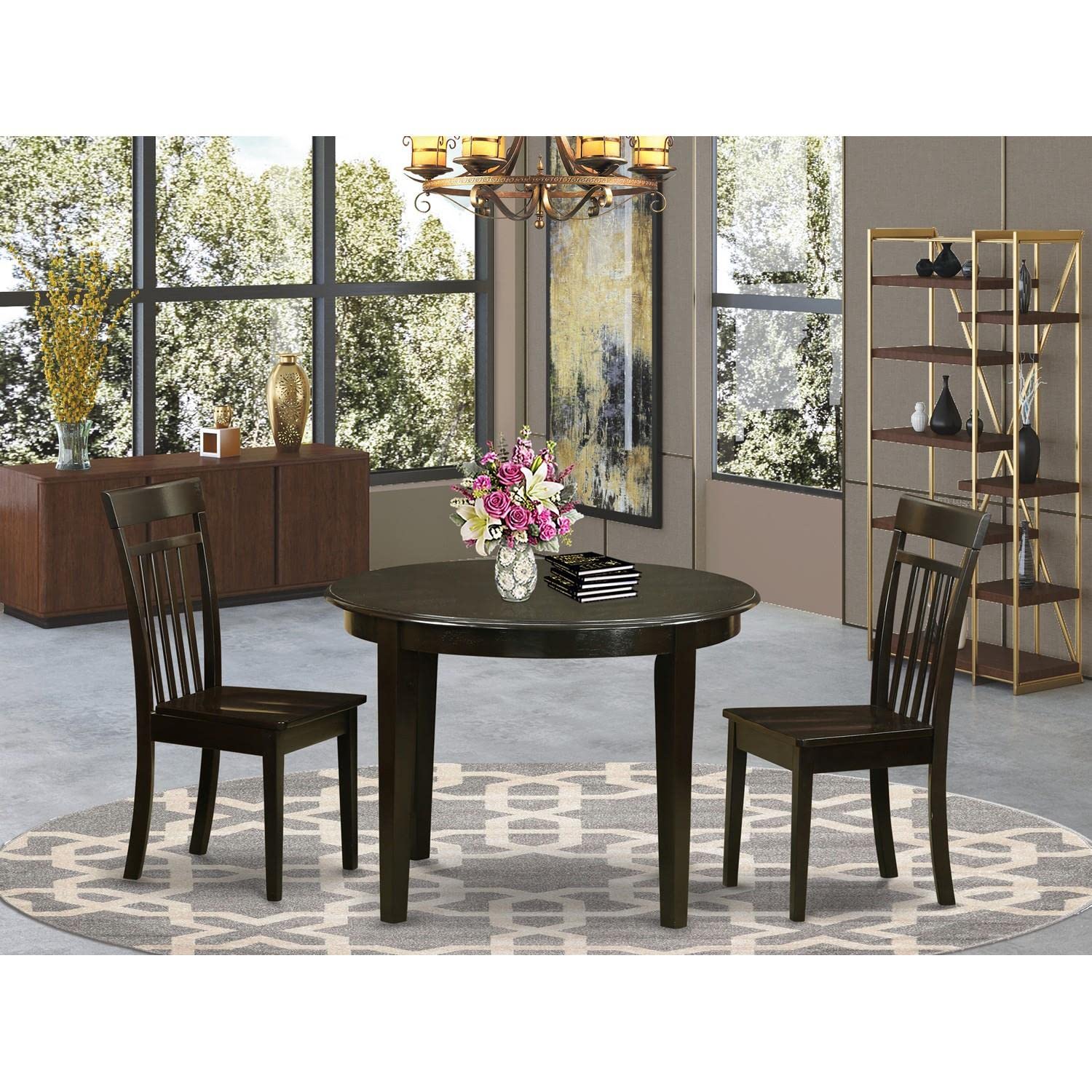 East West Furniture 3-Piece Round Dinette Set for Small Spaces - 42