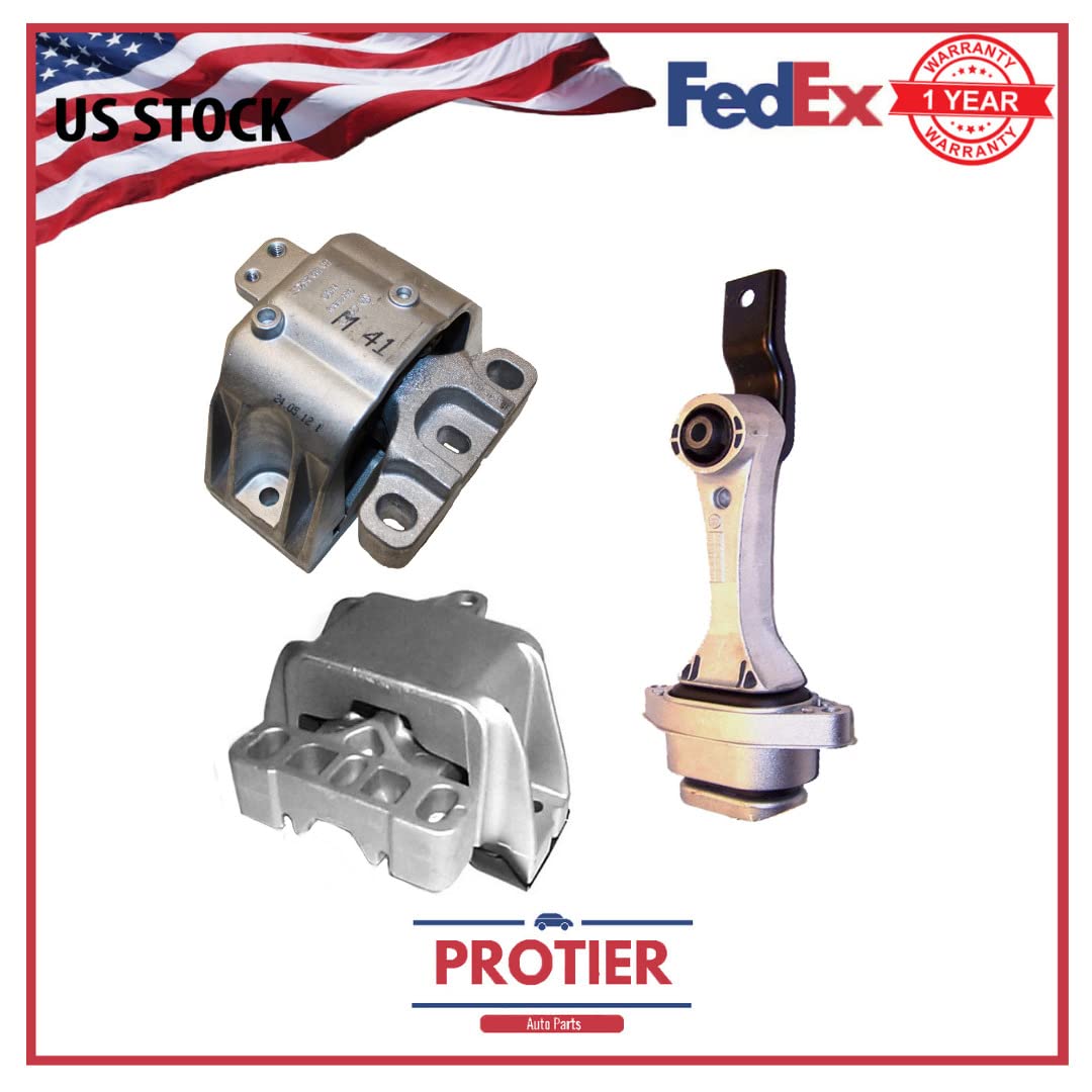 Volkswagen Jetta V6 2.8L Engine & Transmission Mount Set (3PCS) - Compatible with 1999-2004 Models - Improves Ride Comfort & Reduces Vibration for Smooth Driving