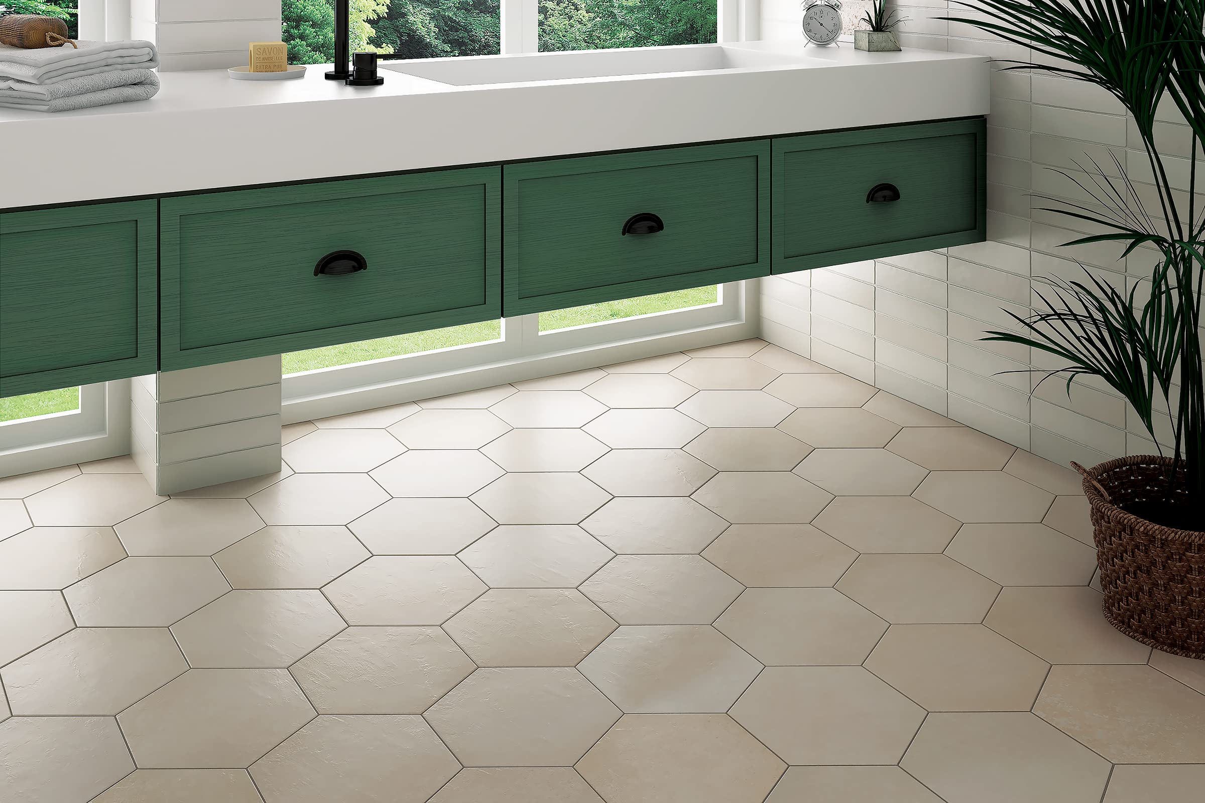 Makoto Matte Hexagon Porcelain Tile 11.5 x 10 Inches - Tatami Beige (18-Pack, 10.76 Square Feet) - Perfect for Kitchen Backsplash, Bathroom Flooring & Modern Interior Design
