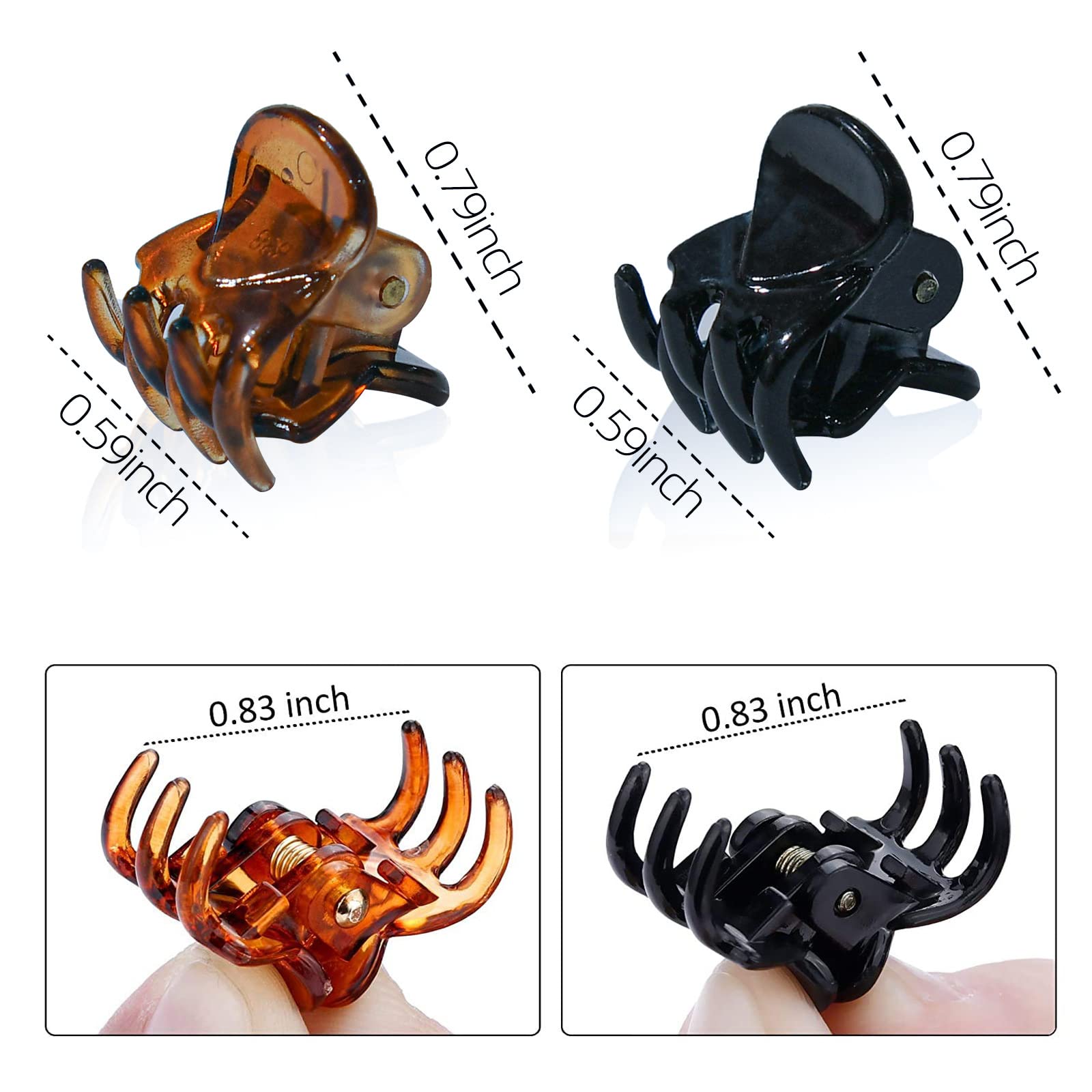 Mini Hair Claw Clips for Women - 48pcs Small 0.59 Inch Hair Clamps - Black Hair Accessories for Ponytail, Bun & Updo Hairstyles - Perfect for Home, Office & Travel