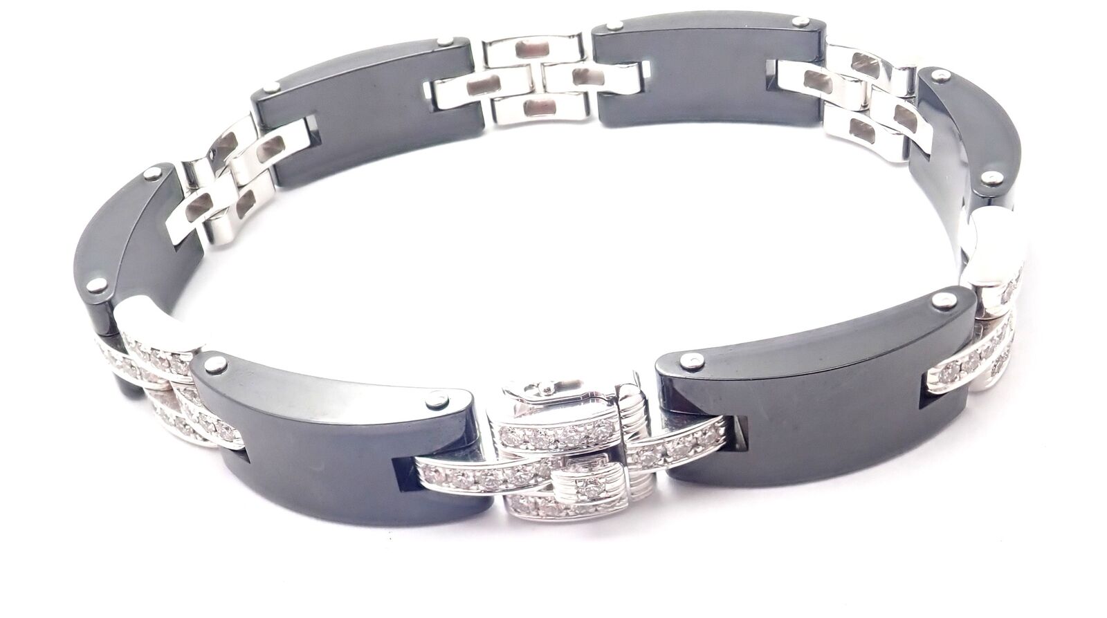 Authentic Cartier Maillon Panthere 18K White Gold Diamond Ceramic Link Bracelet | Luxury Jewelry for Women | Perfect for Gifts, Weddings & Special Occasions