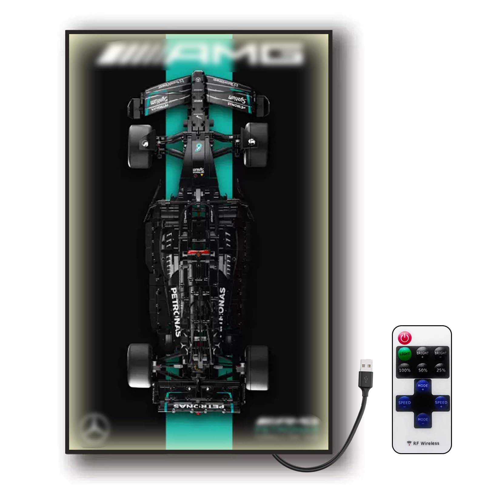 Lego Mercedes AMG 42171 Car Wall Mount with LED Lights - Display Stand for Building Blocks, Adult Collectible Showcase - Perfect Gift for Lego Enthusiasts | Ideal for Home Office, Game Room & Man Cave Decor