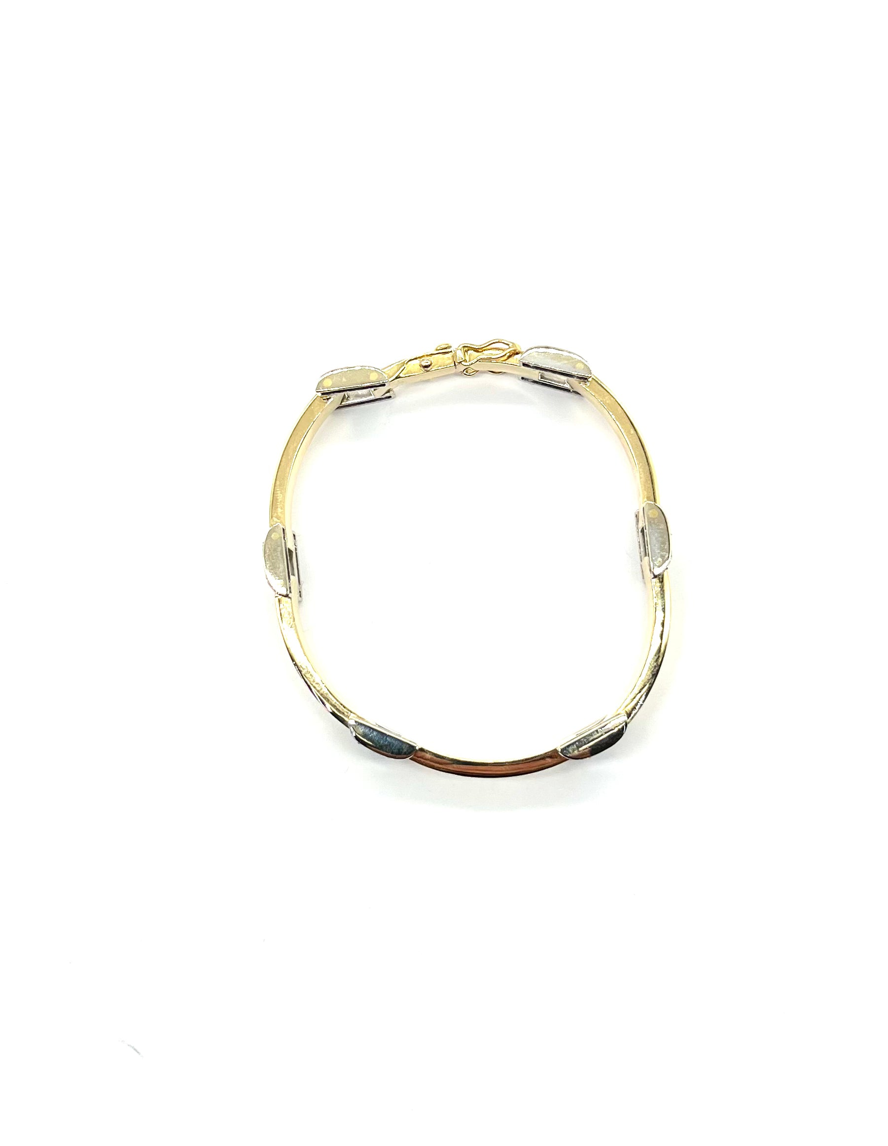 18K Yellow & White Gold Diamond Bar Link Bracelet for Women - Elegant Tennis Bracelet for Everyday Wear & Special Occasions