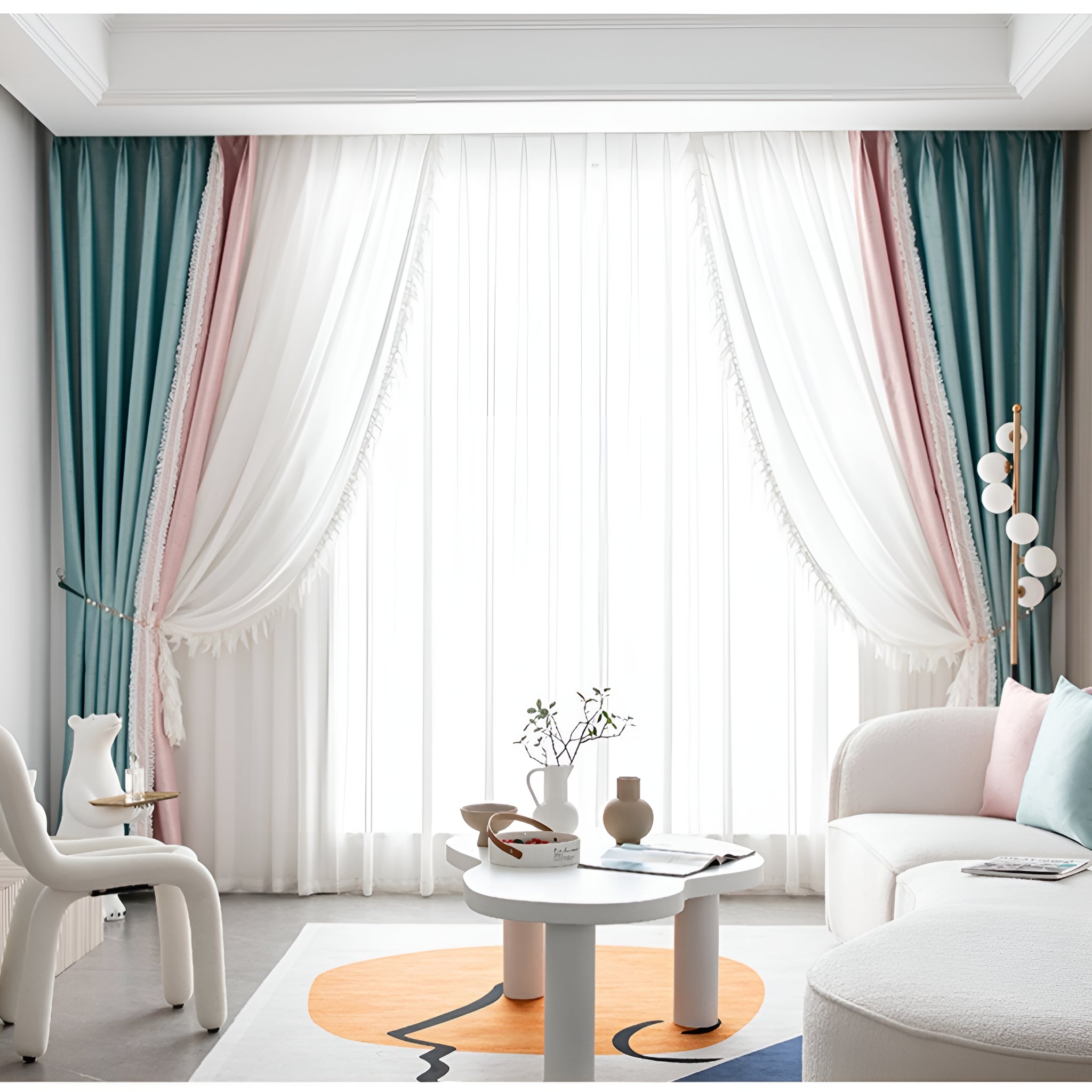 Custom Daphne Color Blocking Thermal Blackout Curtains for Bedroom & Living Room - Energy Efficient & Noise Reducing Window Treatments