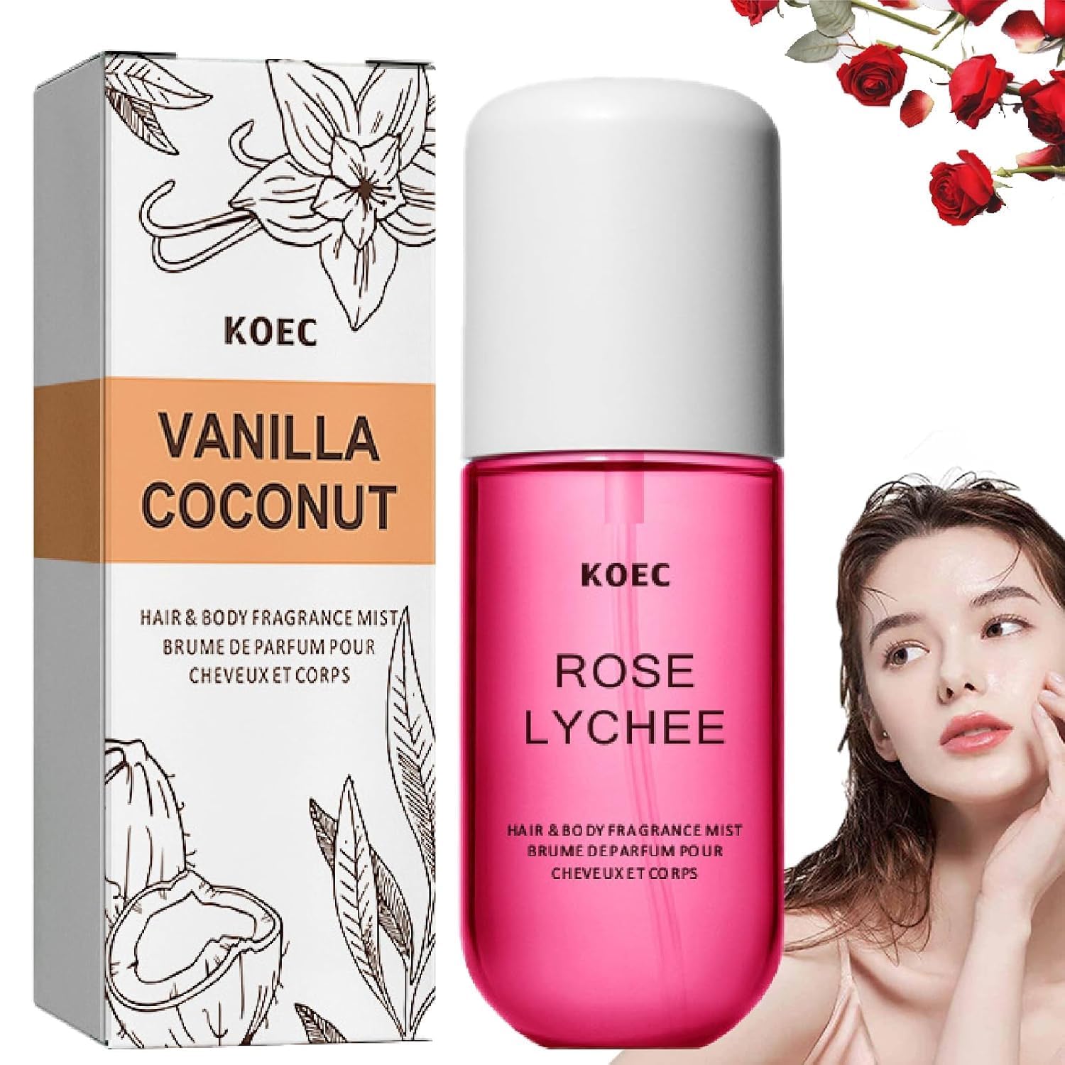 Rose Lychee Perfume for Women - Vanilla Scented Long-Lasting Body & Hair Fragrance Spray, 50ml (1.69 fl oz) | Paraben-Free, Vegan & Clean Ingredients | Perfect for Daily Wear, Date Nights & Special Occasions
