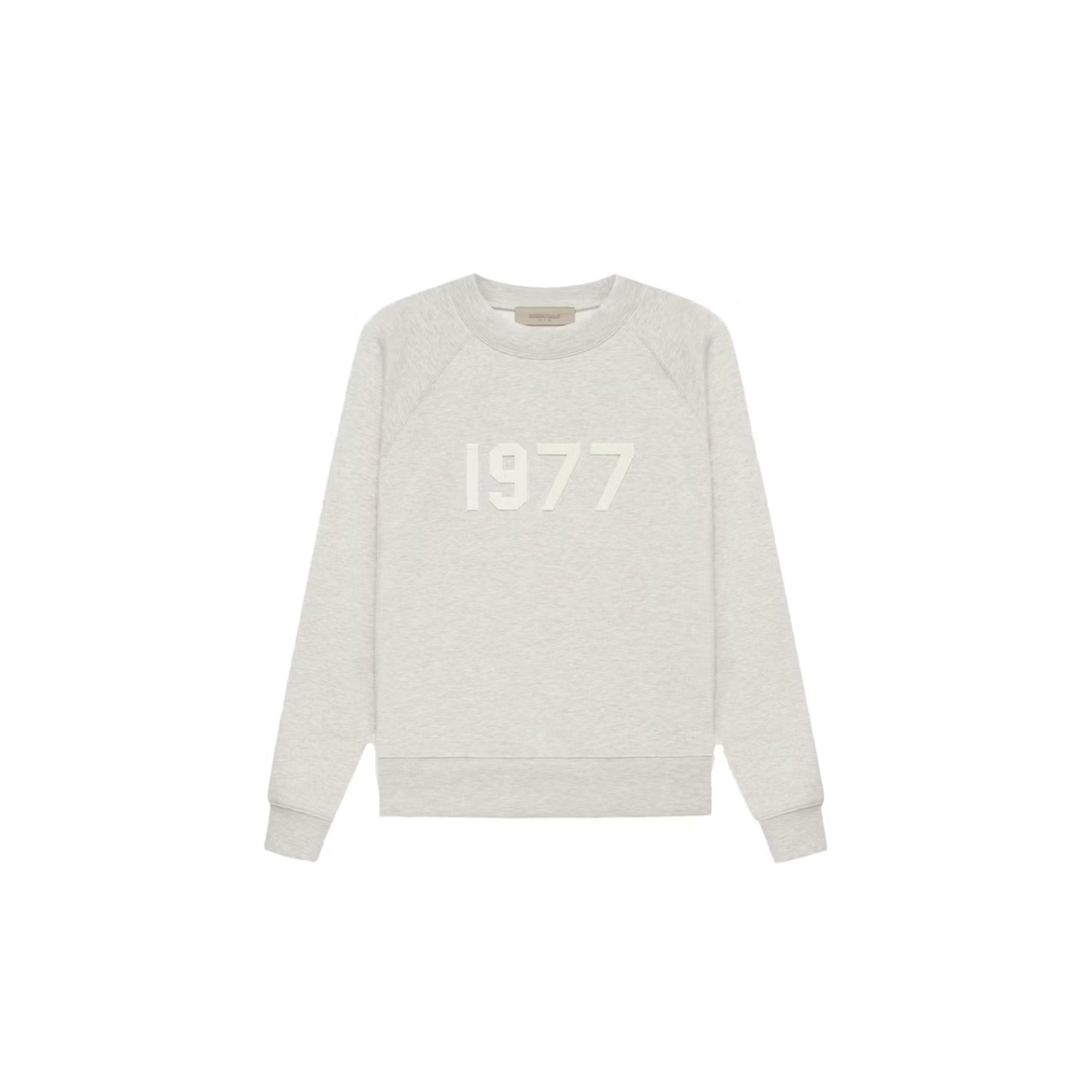 Fear of God Essentials 1977 Crewneck Sweatshirt - Light Oatmeal | Men's Casual Pullover Hoodie for Streetwear & Everyday Comfort