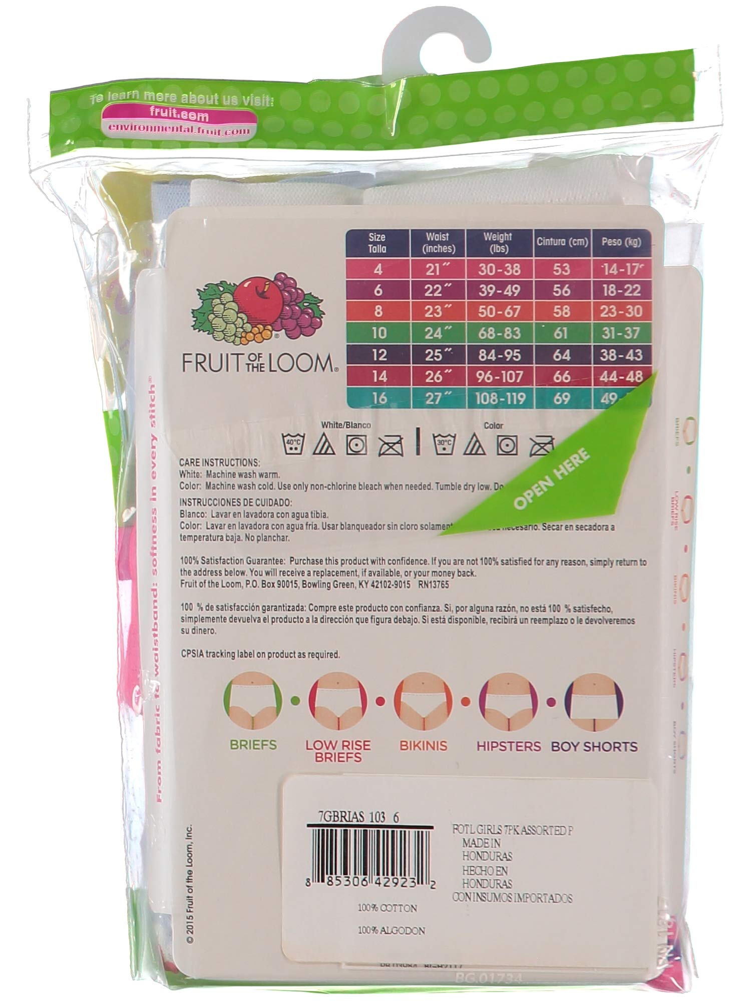 Fruit of the Loom Little Girls' Cotton Underwear Briefs - 6 Pack Soft Comfortable Underwear for Toddlers & Kids - Perfect for School, Playtime & Everyday Wear
