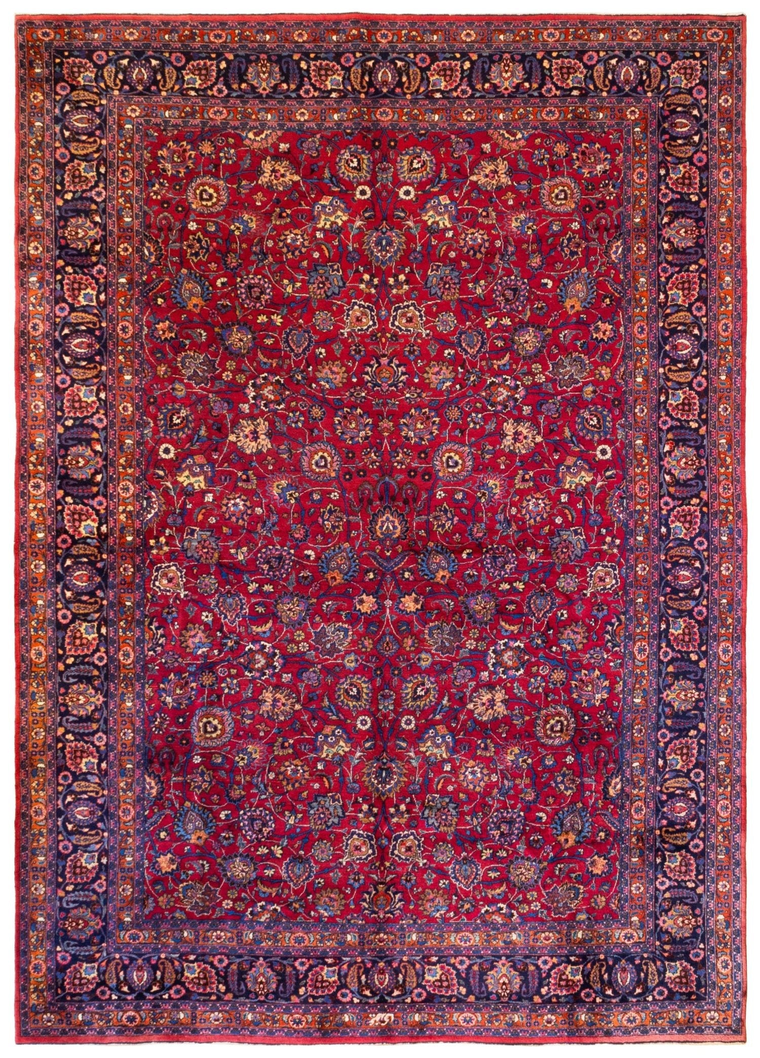 Handwoven Antique Mashad Traditional Persian Rug - J78396 | Perfect for Living Room, Bedroom & Home Decor