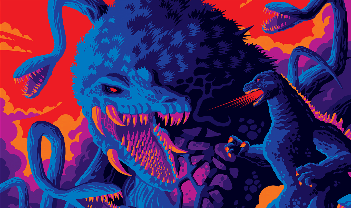 Godzilla vs. Biollante Sofubi Variant Collectible Poster - Japanese Kaiju Movie Art Print for Home Theater & Anime Room Decor