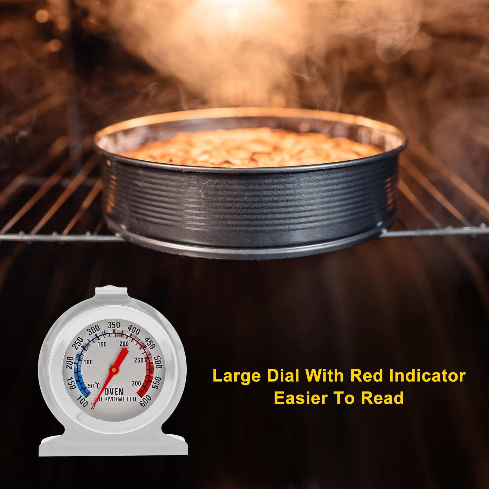2 Pack Stainless Steel Oven Thermometer - Instant Read Digital Cooking Thermometer for Grilling, Baking, BBQ (50-300°C/100-600°F) - Perfect for Kitchen, Outdoor Cooking & Meat Temperature Monitoring