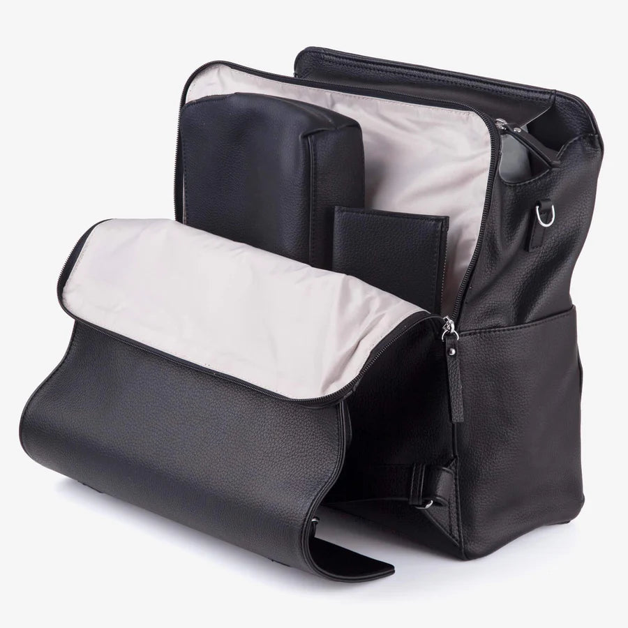 Vanchi Vegan Leather Emmy Backpack Diaper Bag - Stylish & Spacious Black Baby Bag for Moms - Perfect for Travel, Shopping & Daily Use